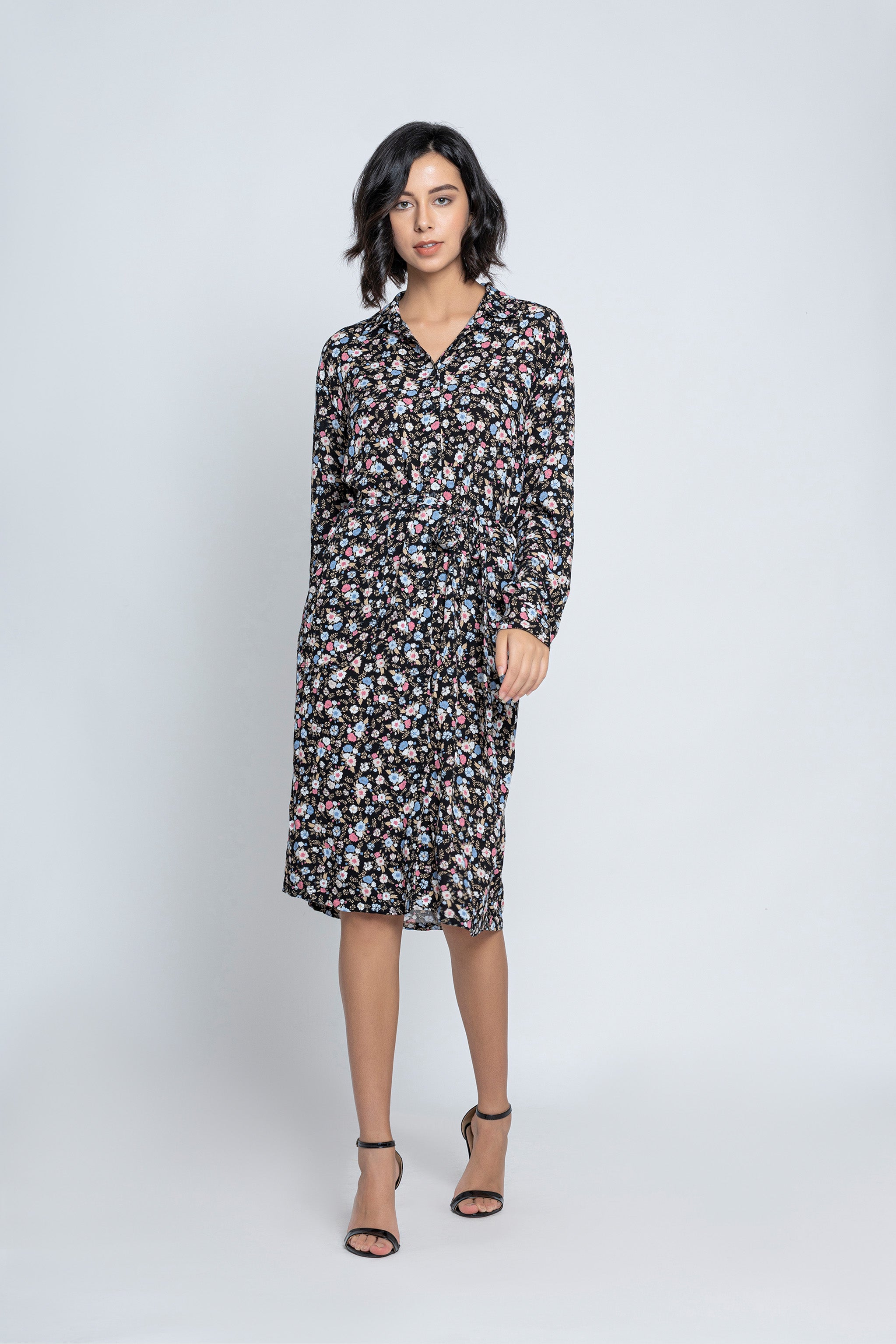 Black Floral Printed Dress