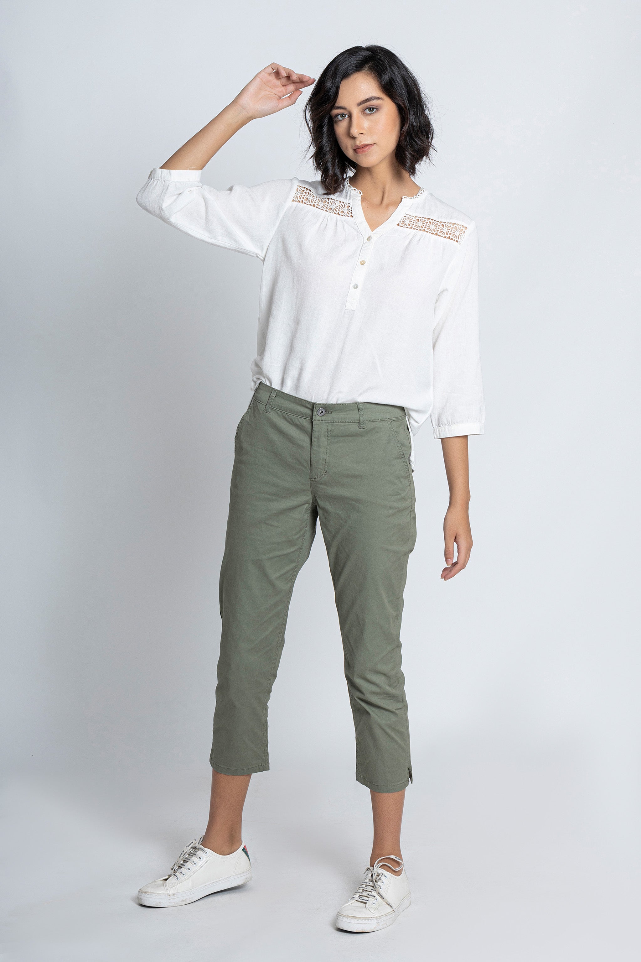 Green Chino Capri