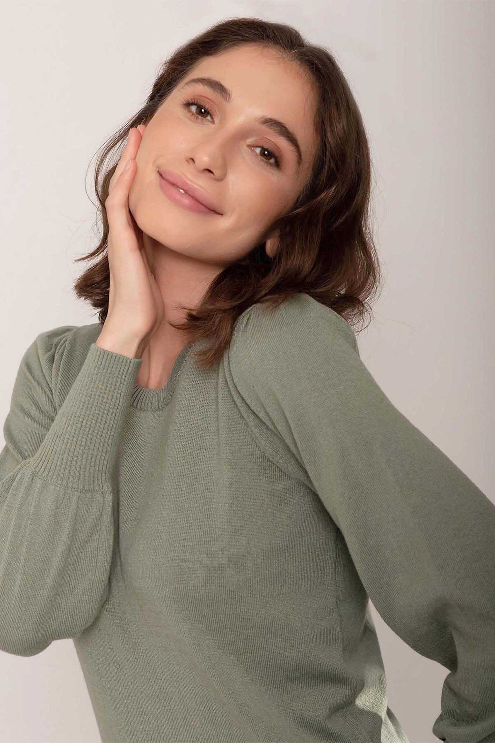 Olive Melange Pullover Light