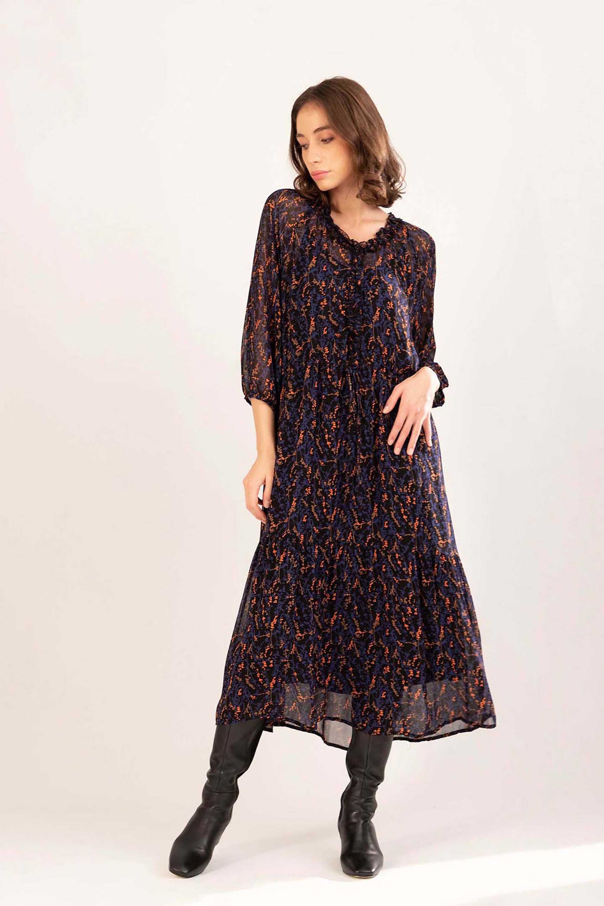 Black Printed Long Dress