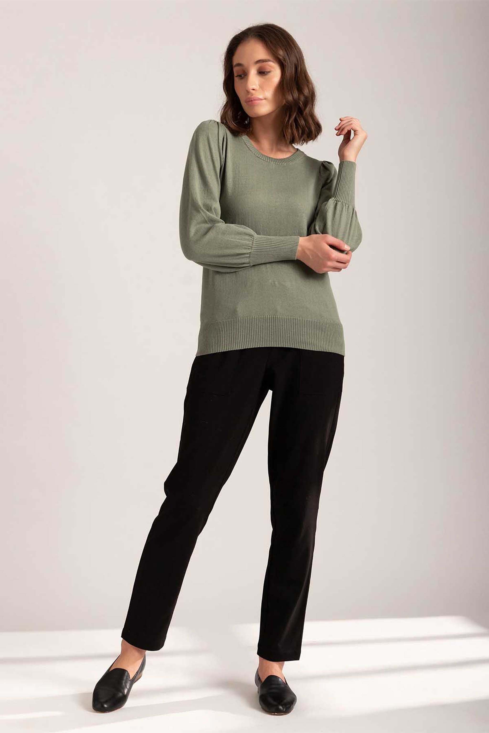 Olive Melange Pullover Light