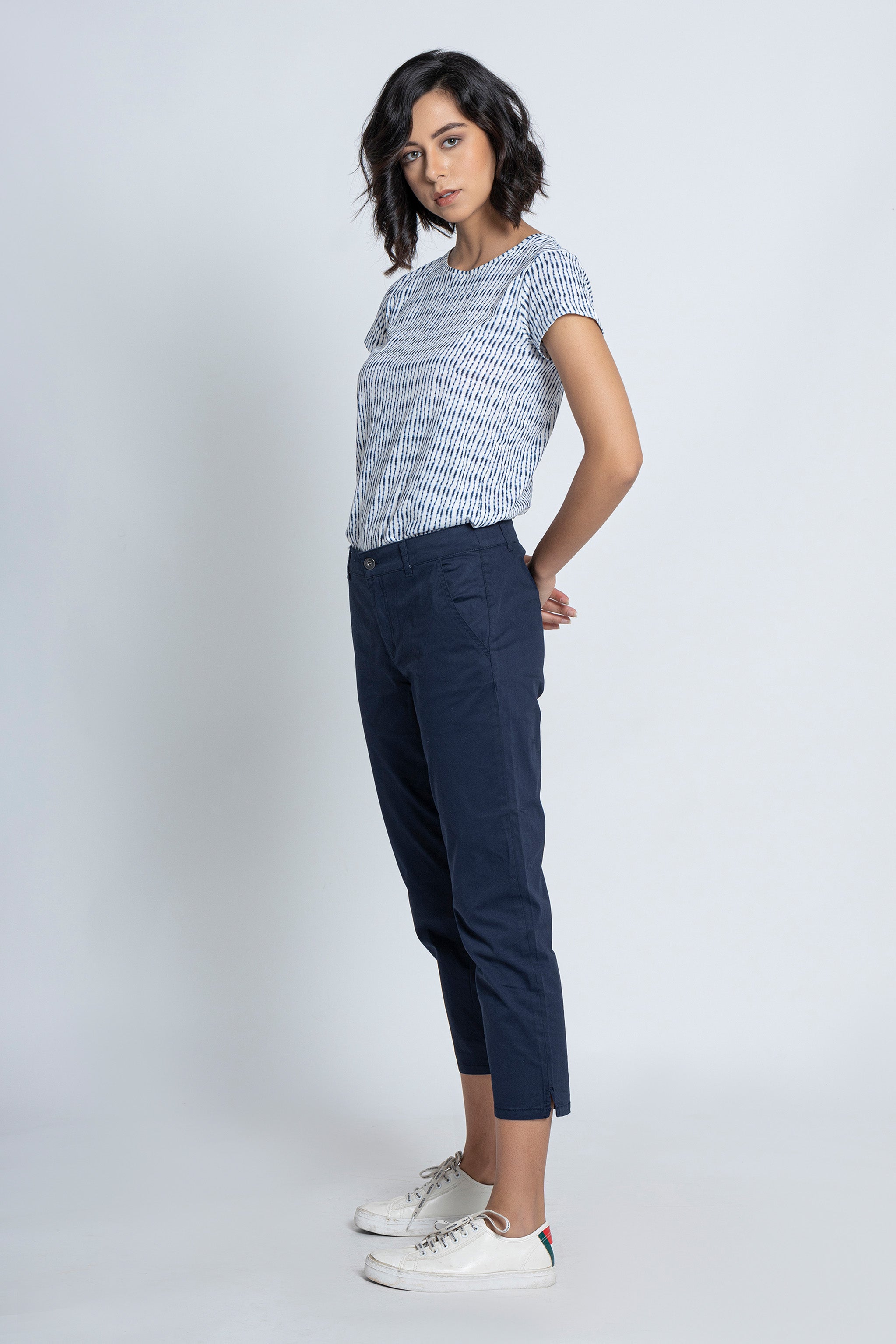 Blue Chino Capri
