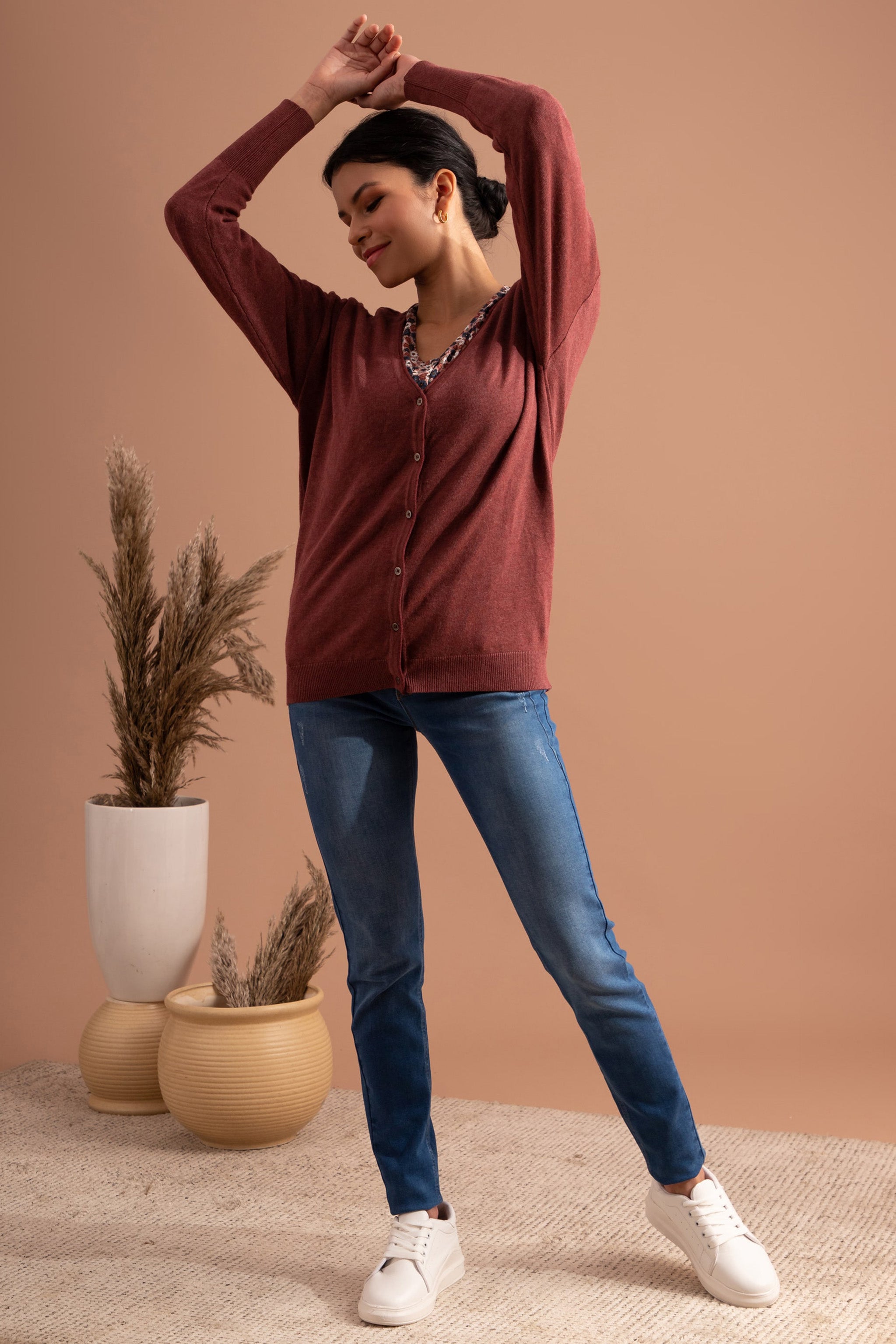 Apple Butter Melange Buttoned Cardigan