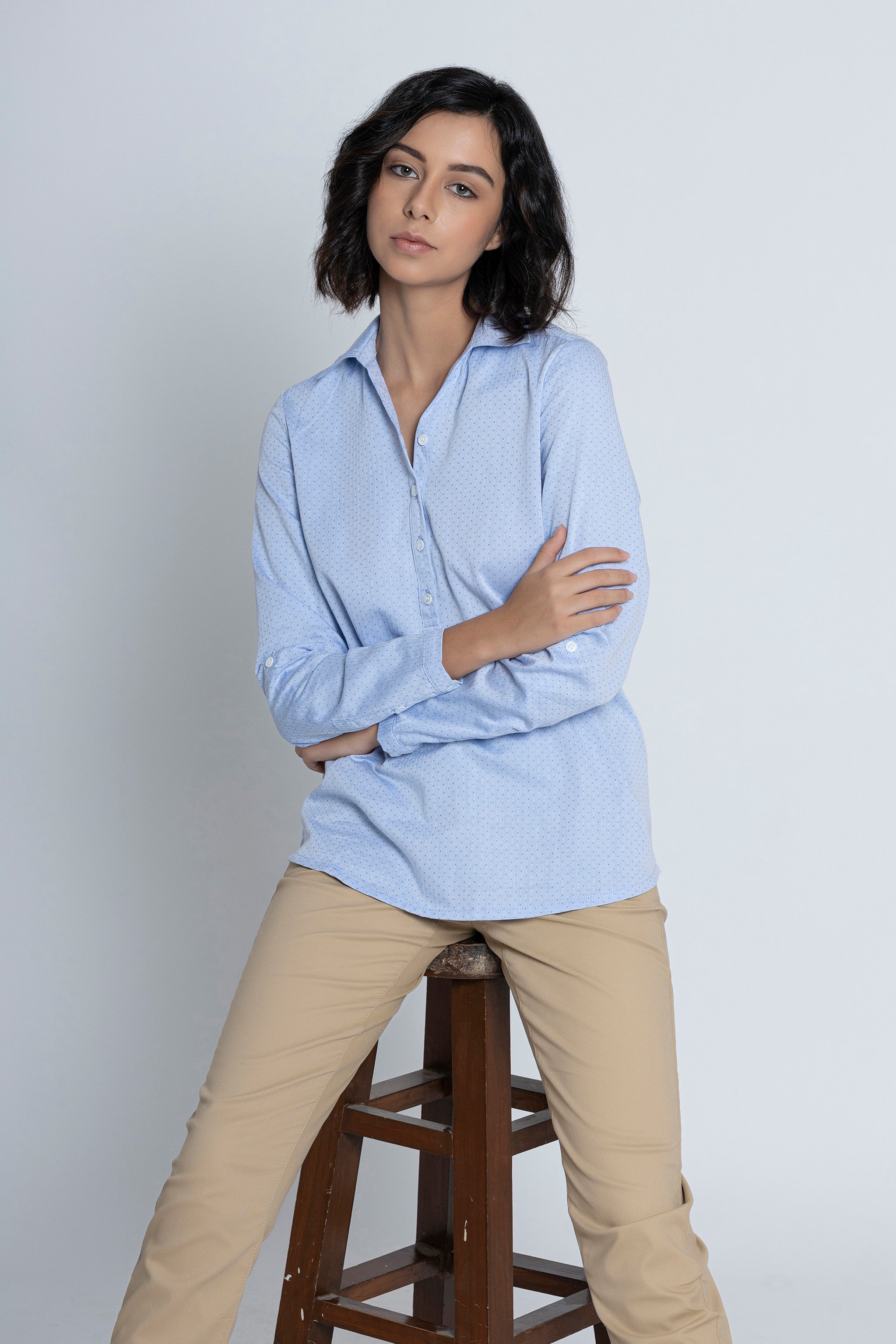 Blue Polka Dots Shirts for Women