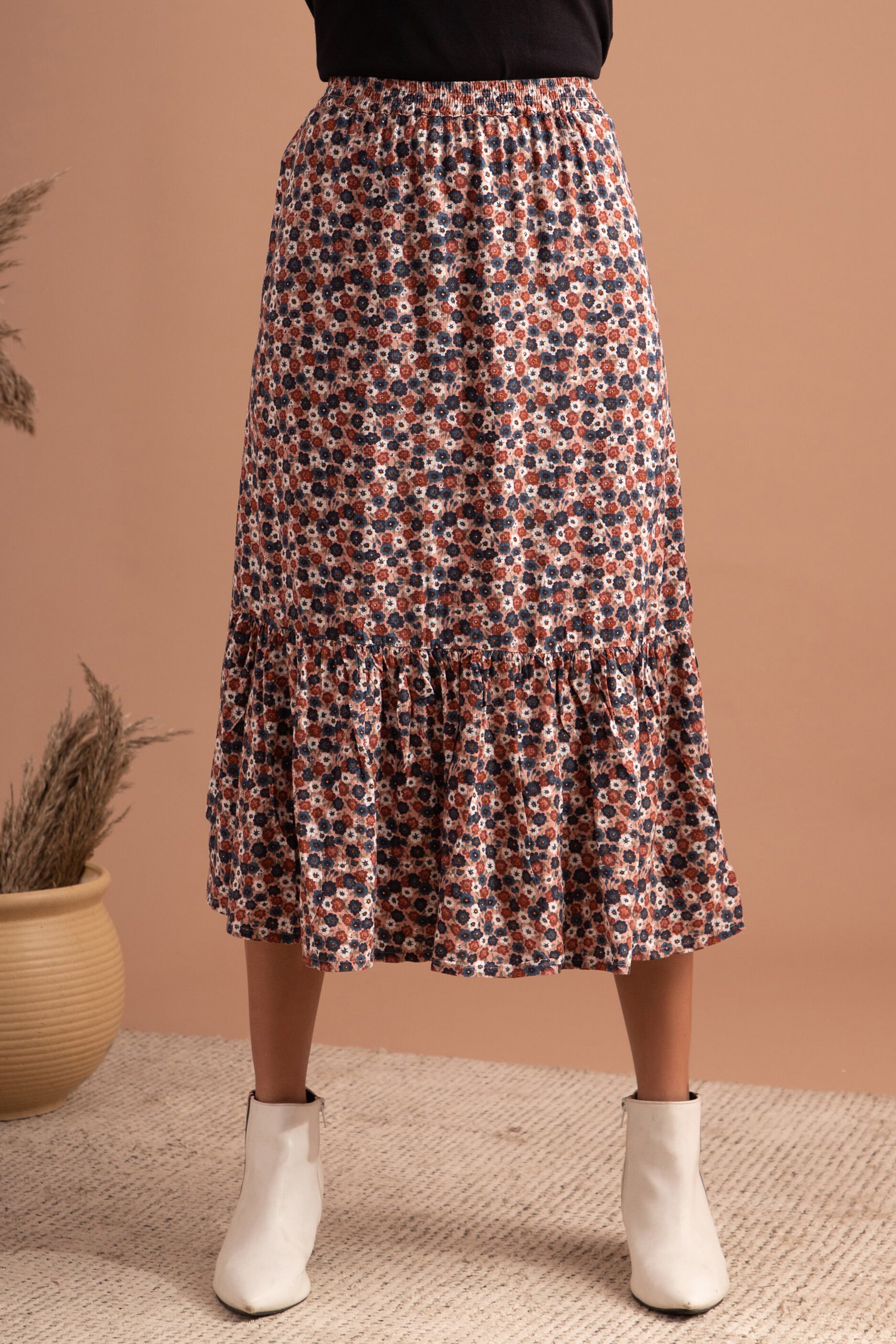 Pale Mauve Mix Frills Skirt