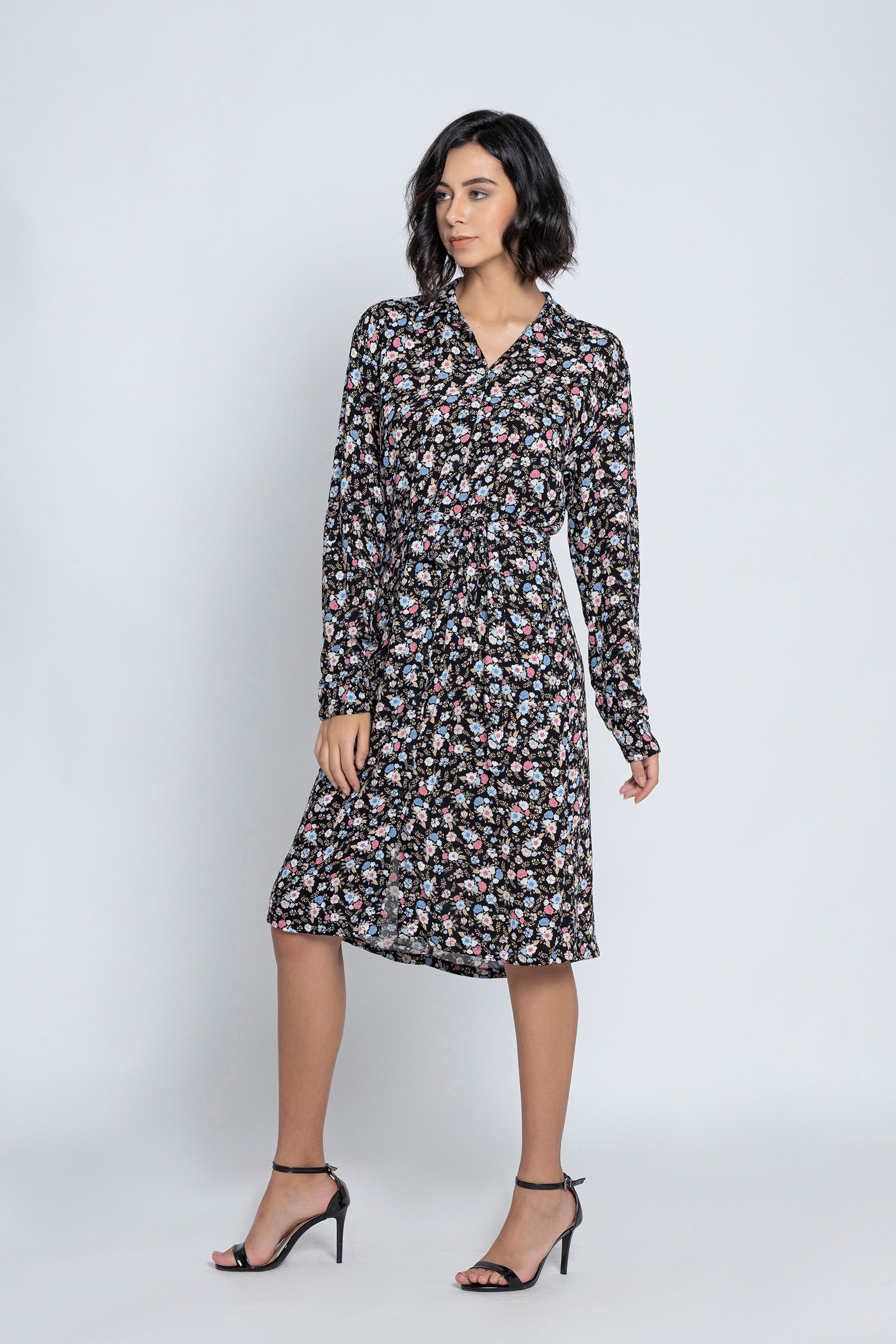 Black Floral Printed Dress