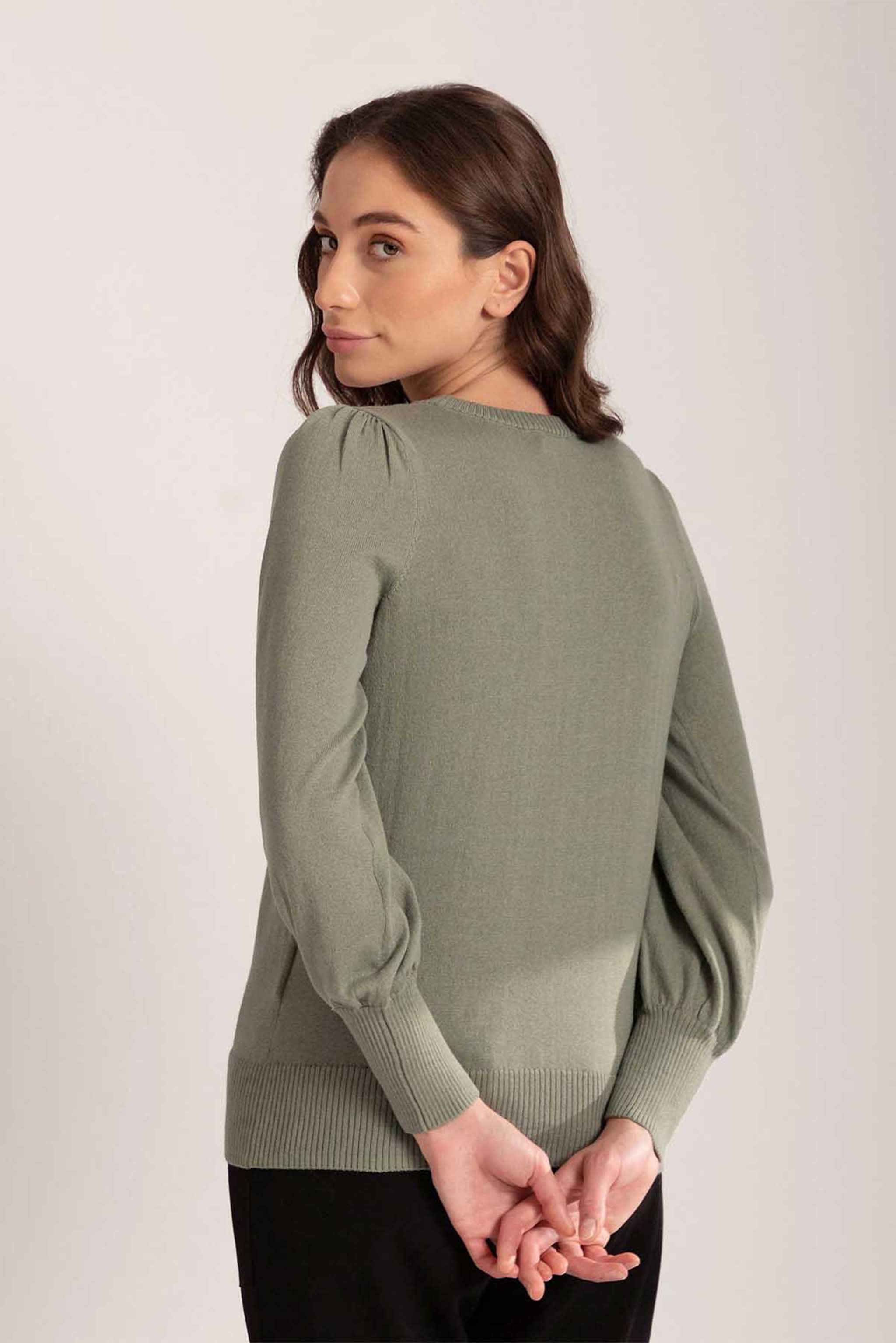 Olive Melange Pullover Light