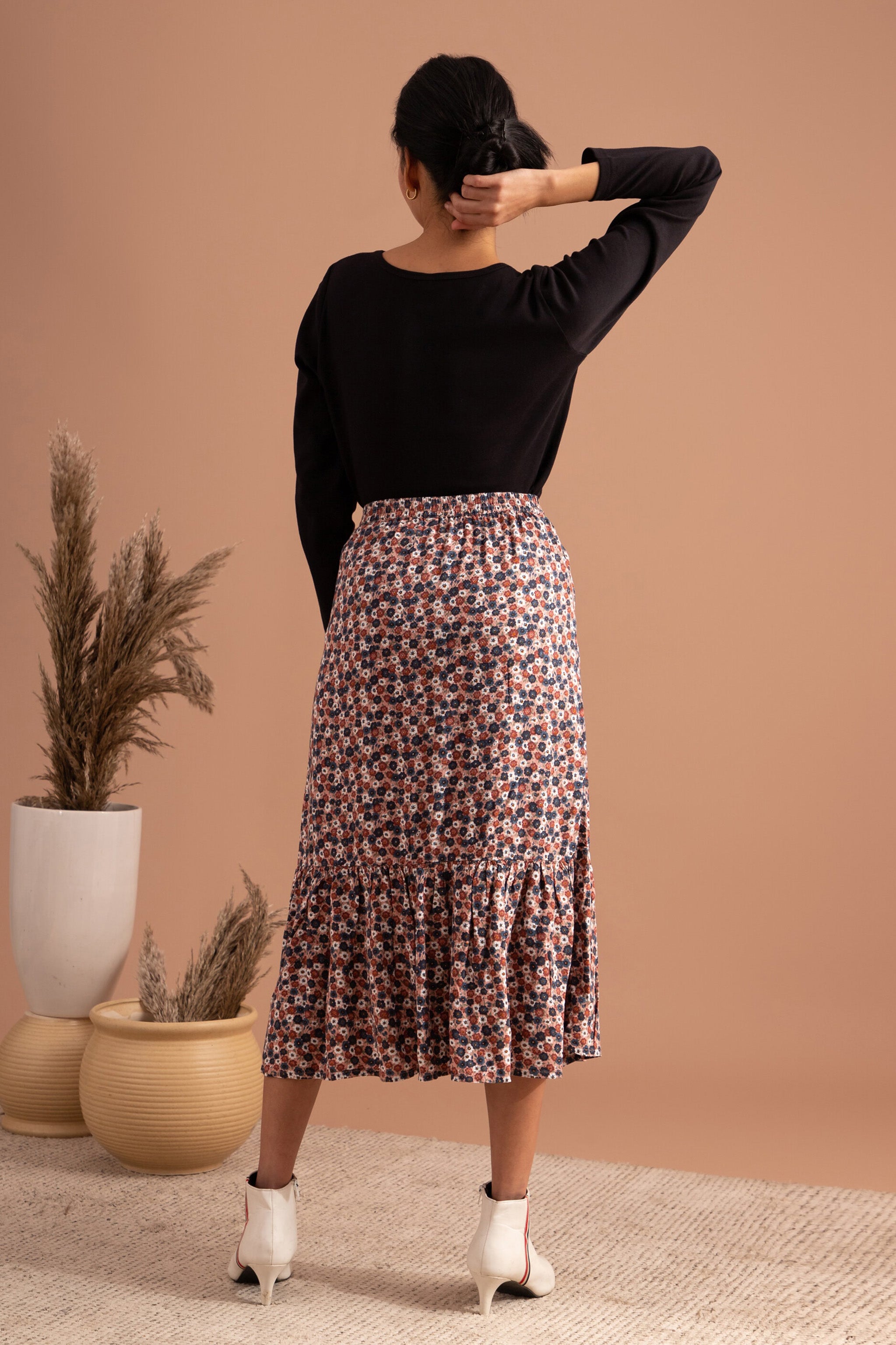 Pale Mauve Mix Frills Skirt
