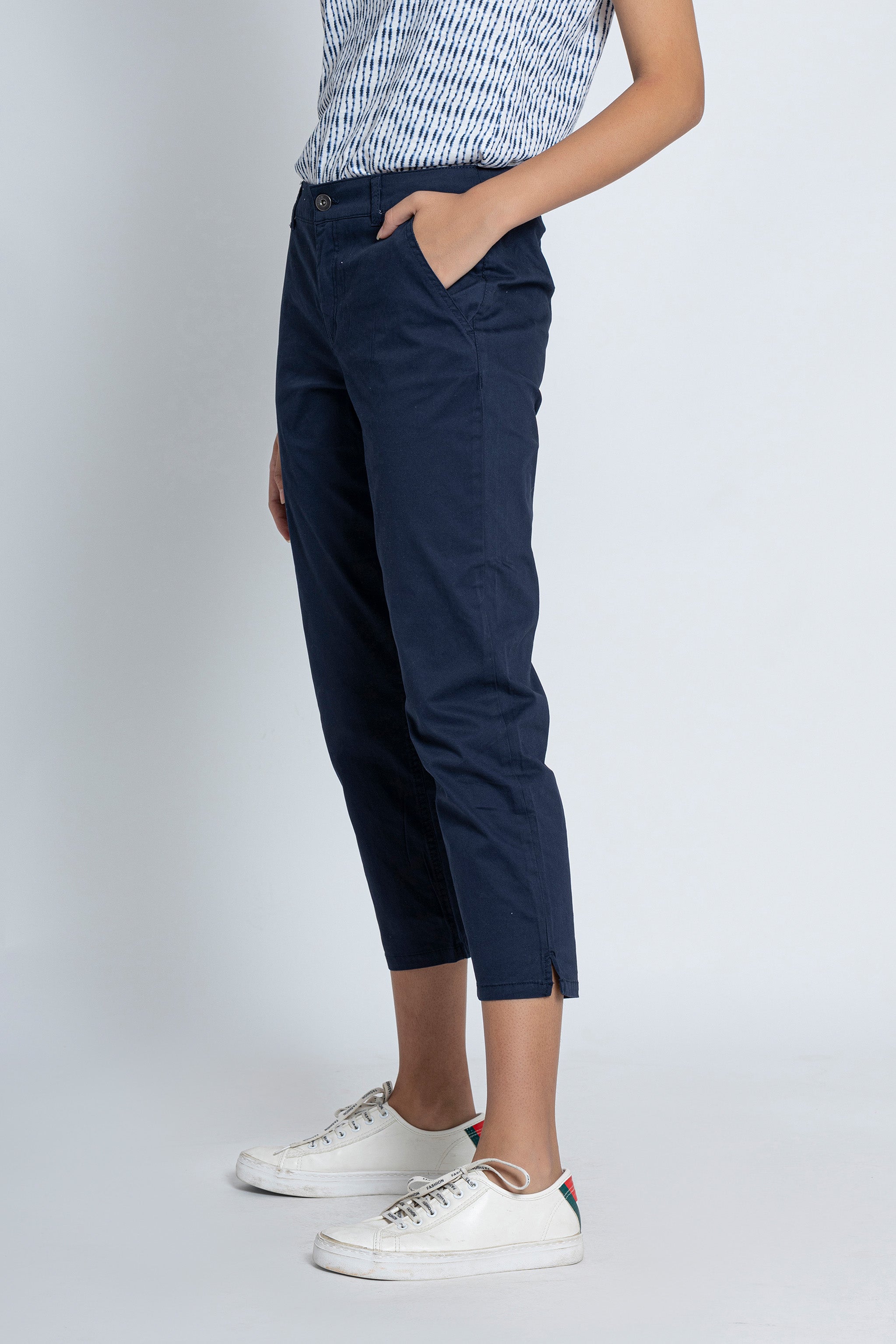 Blue Chino Capri