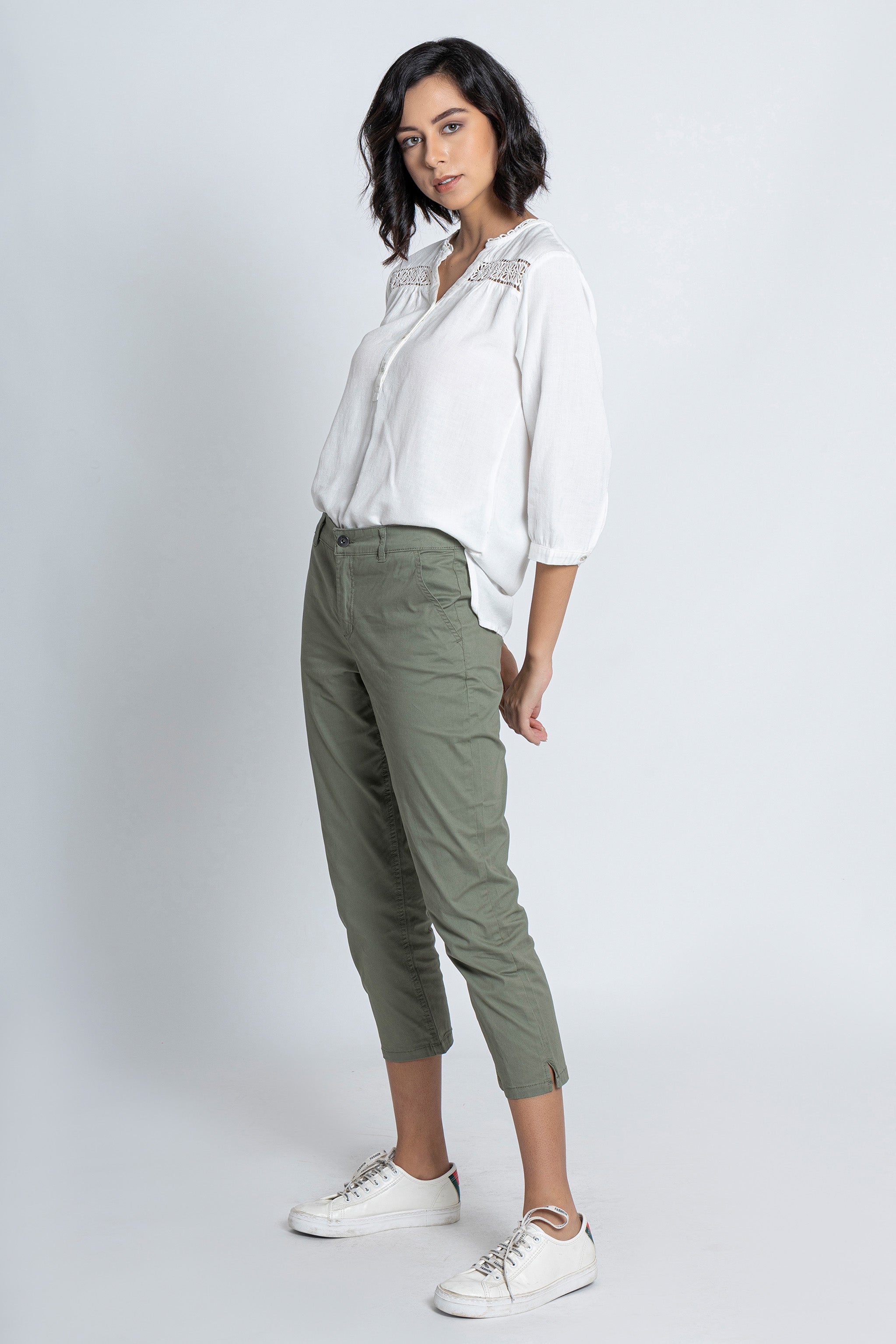 Green Chino Capri