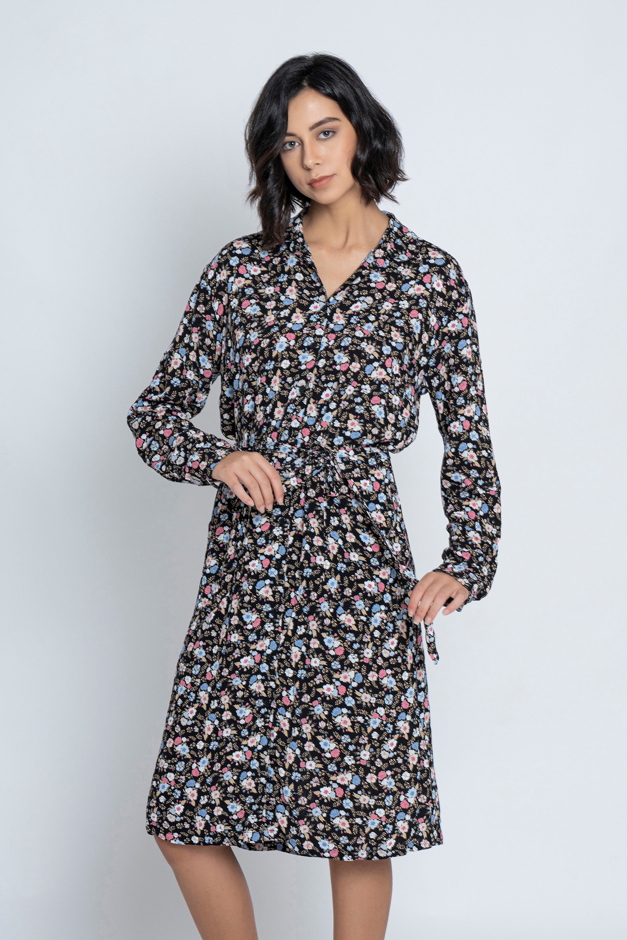 Black Floral Printed Dress