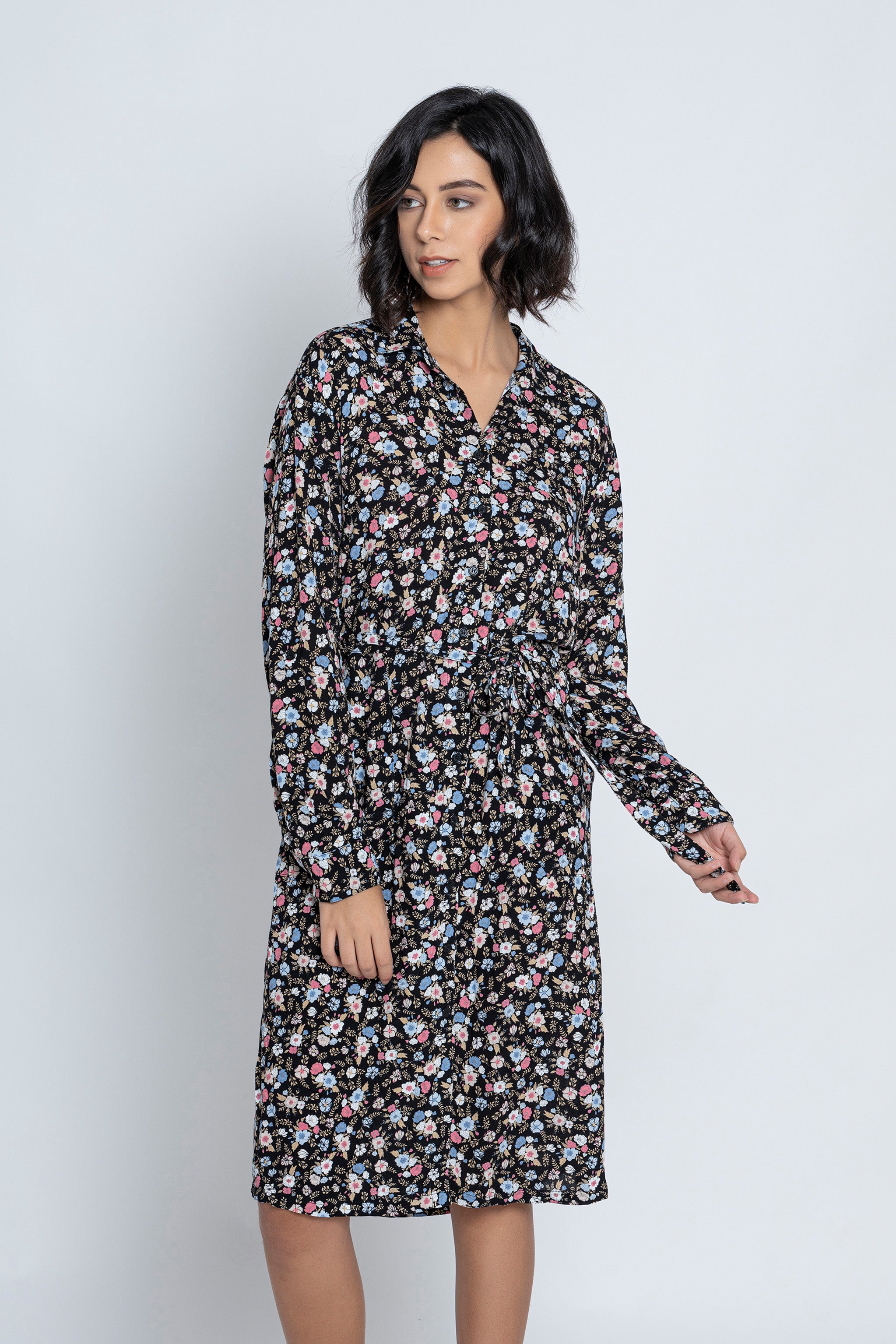 Black Floral Printed Dress