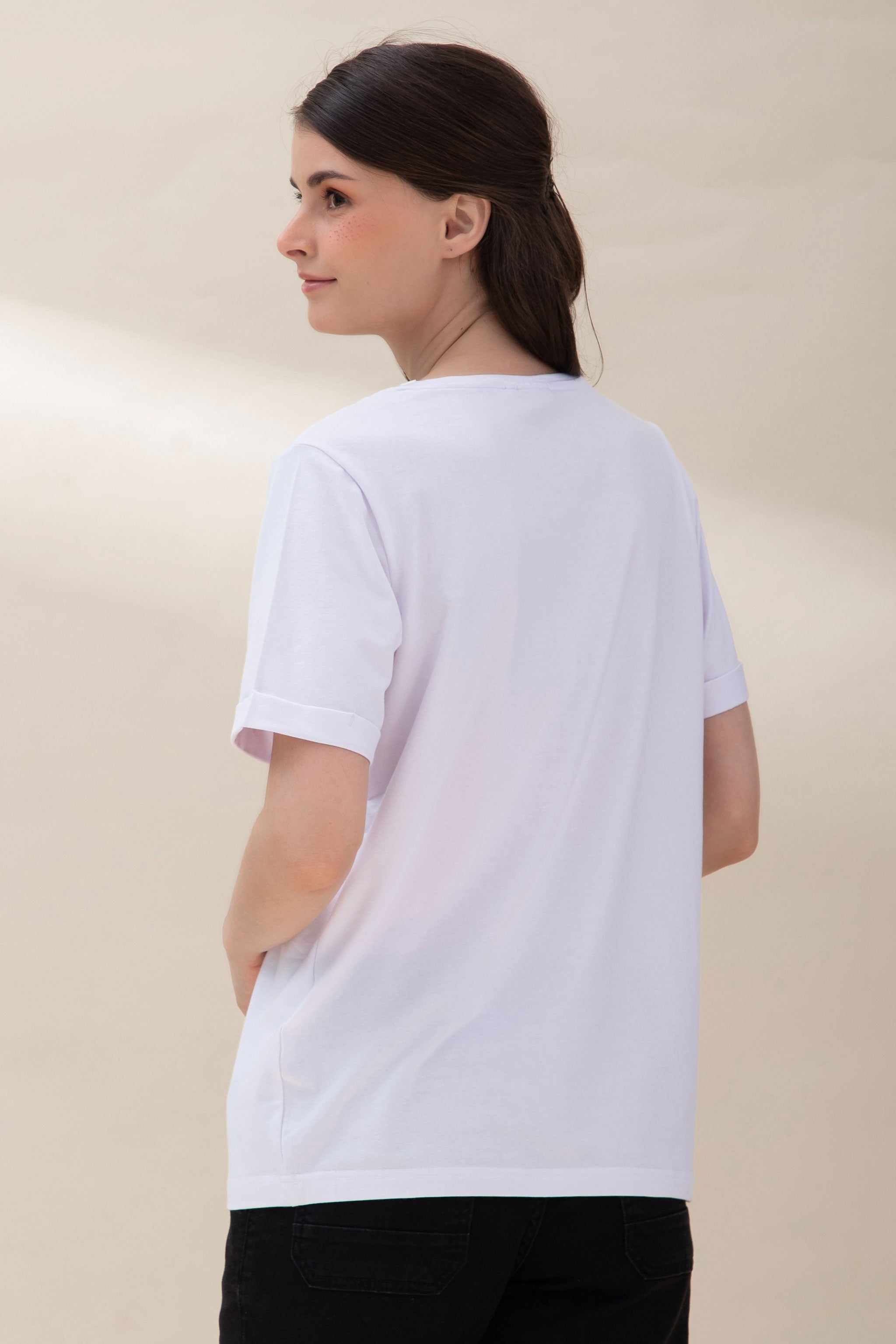 White & Gold Printed T-Shirt