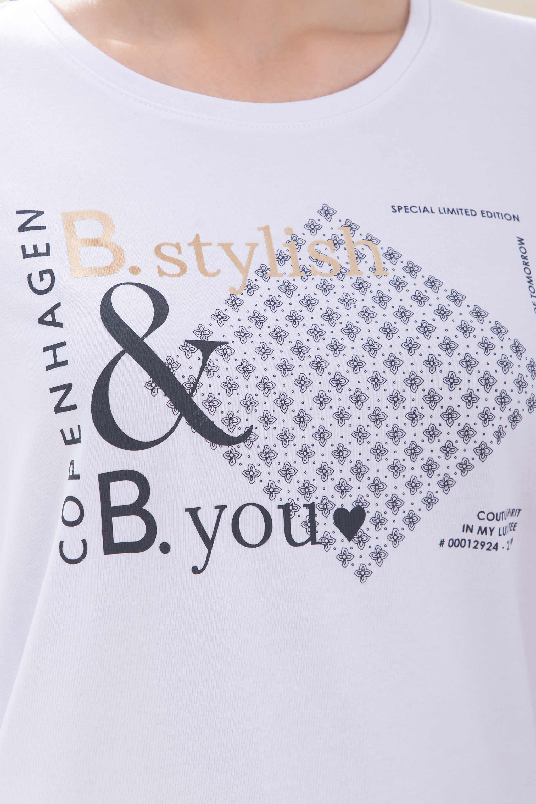 White & Gold Printed T-Shirt