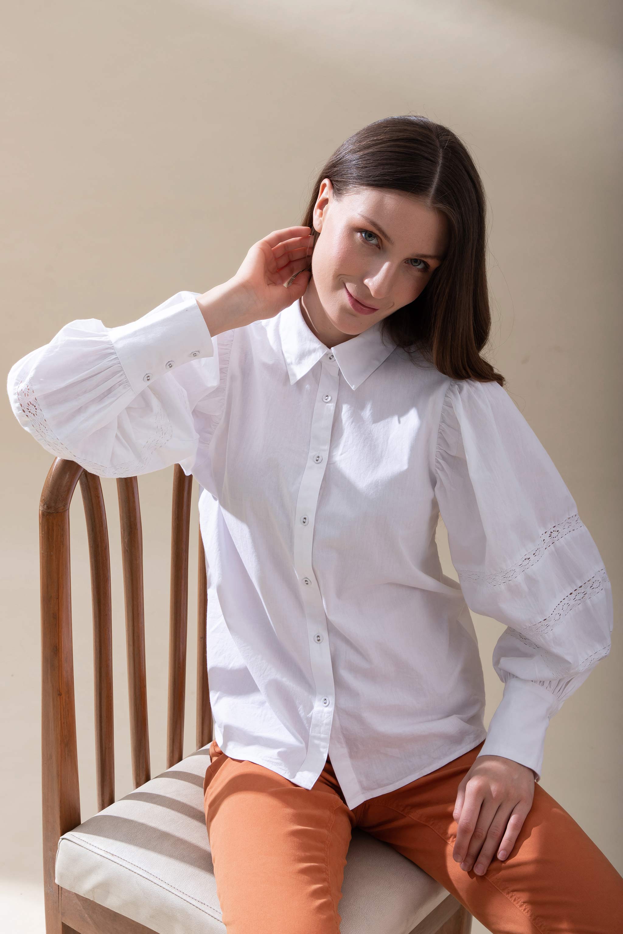 White Puff Sleeves Shirt
