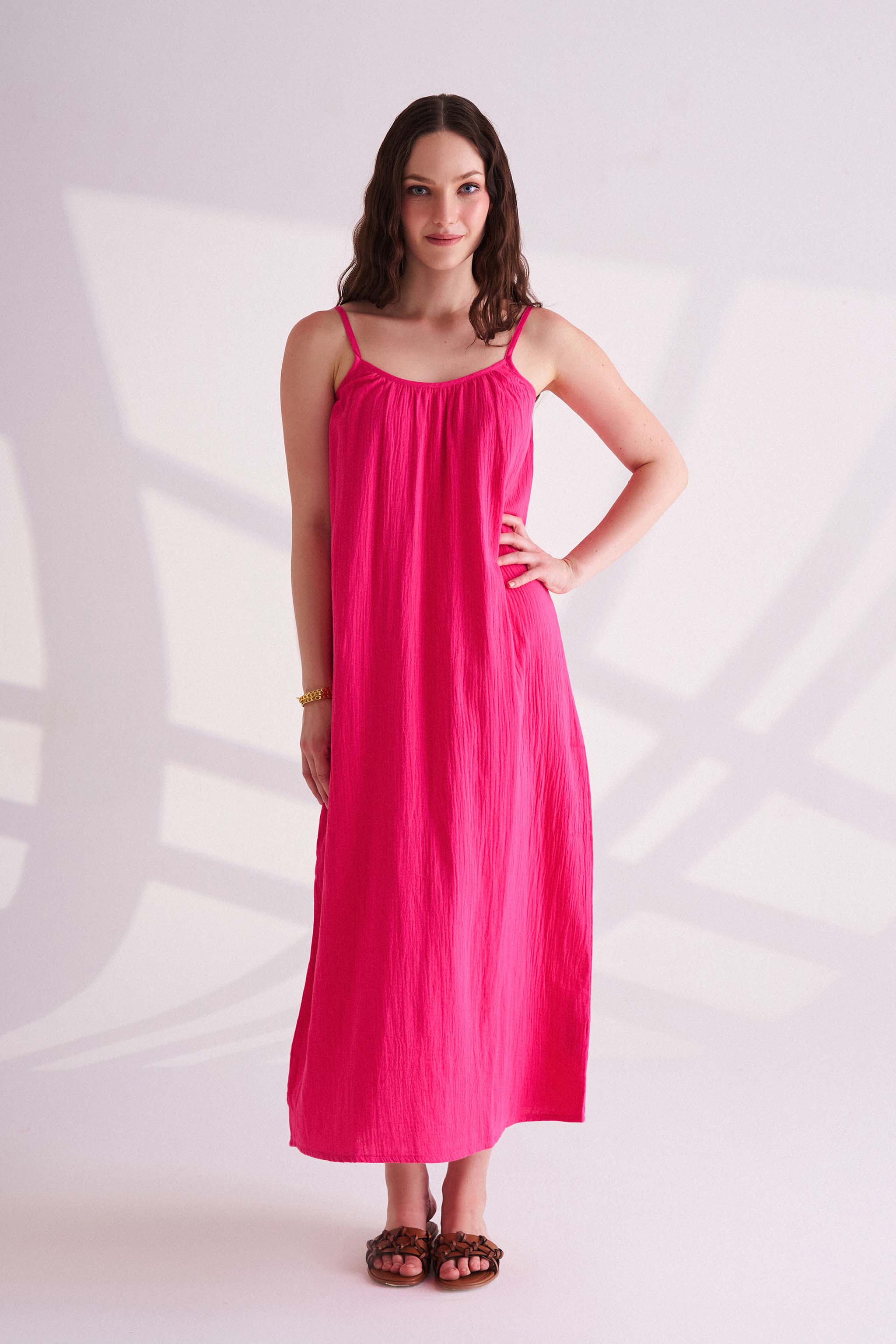 Dark Pink Cotton Slip Dress