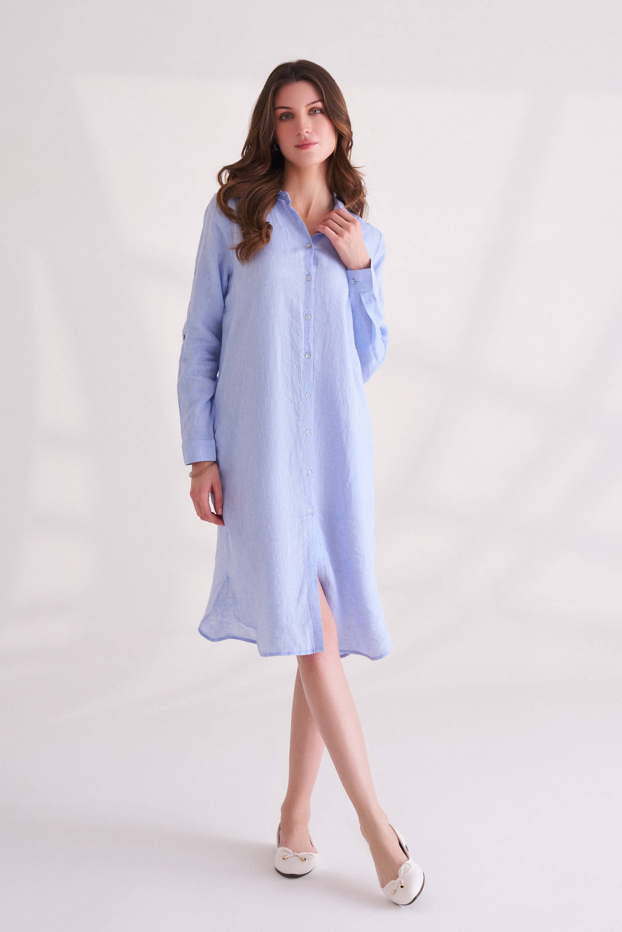 Chambray Blue Linen Dress