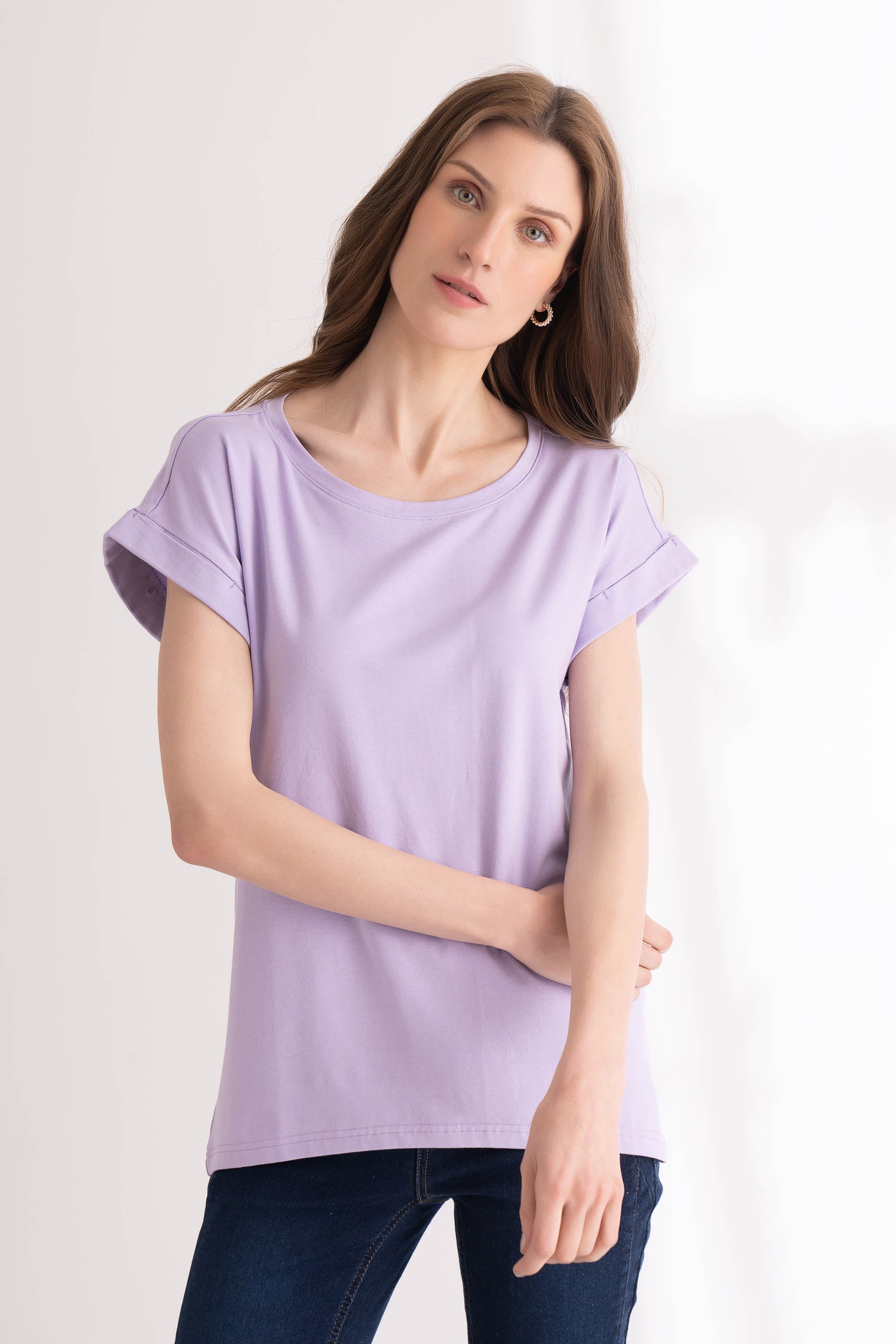 Purple Rose T-shirt with cap sleeve