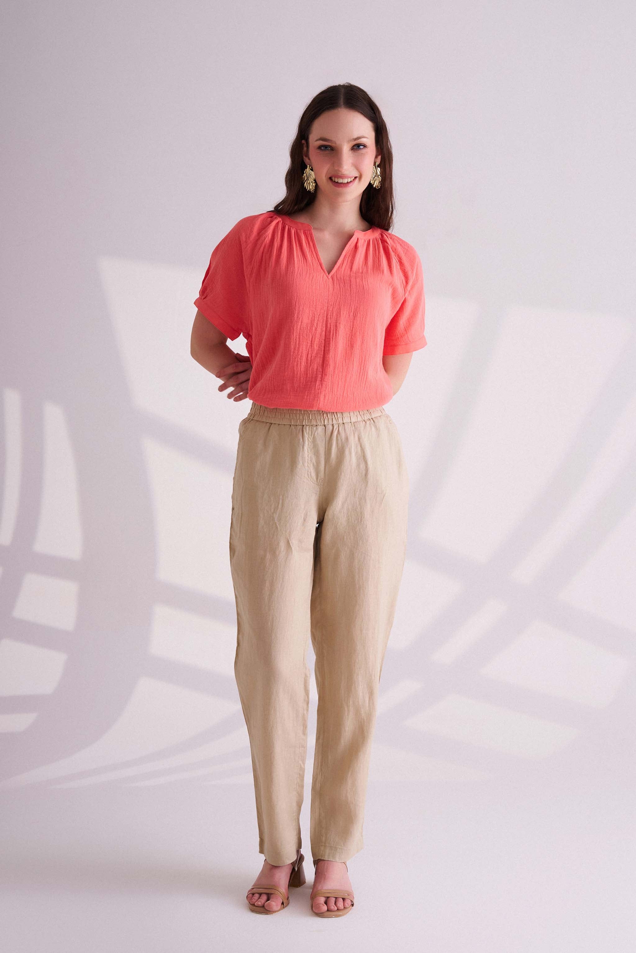 Beige Linen Pants