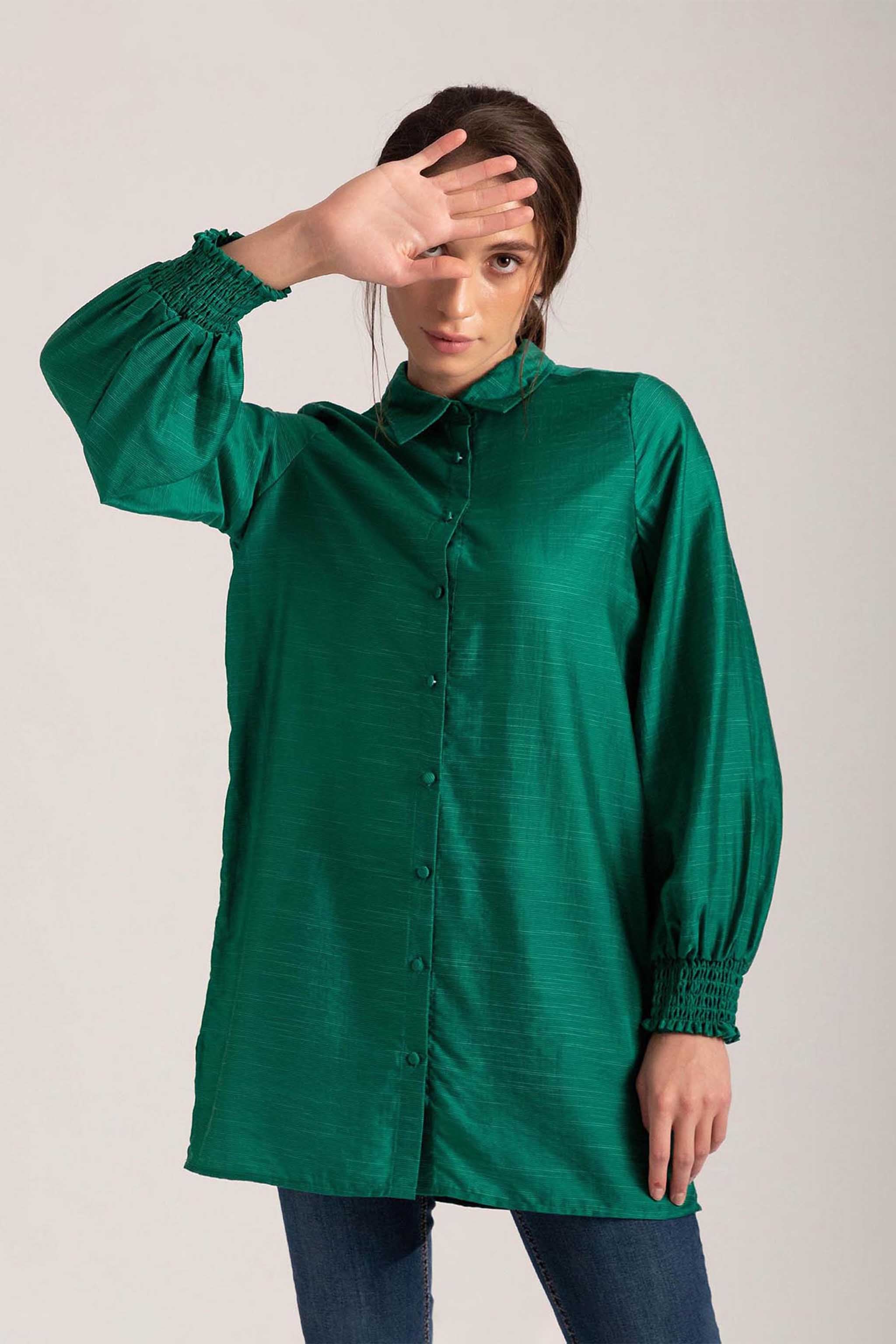 Verdant Green Collared Blouse