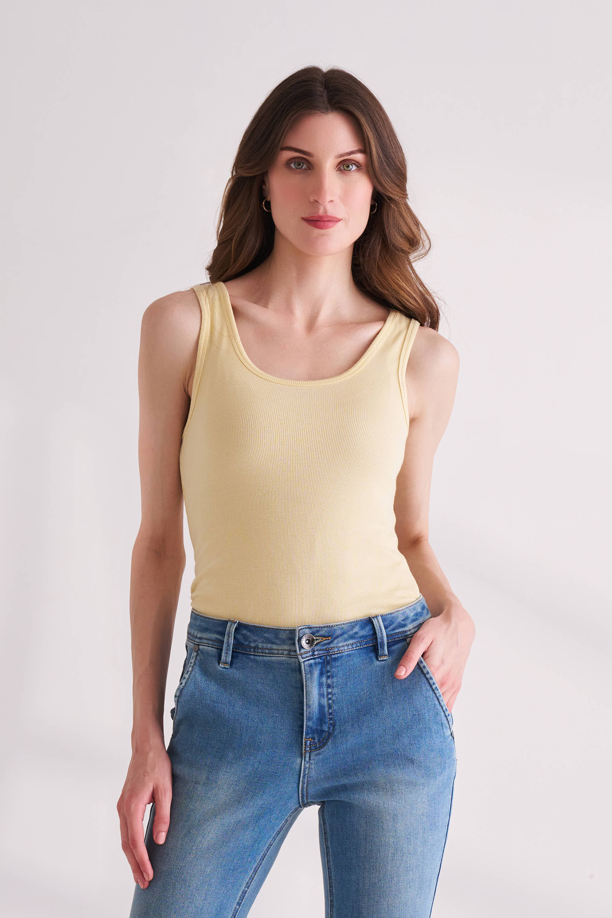 Straw Yellow Sleeveless T-Shirt