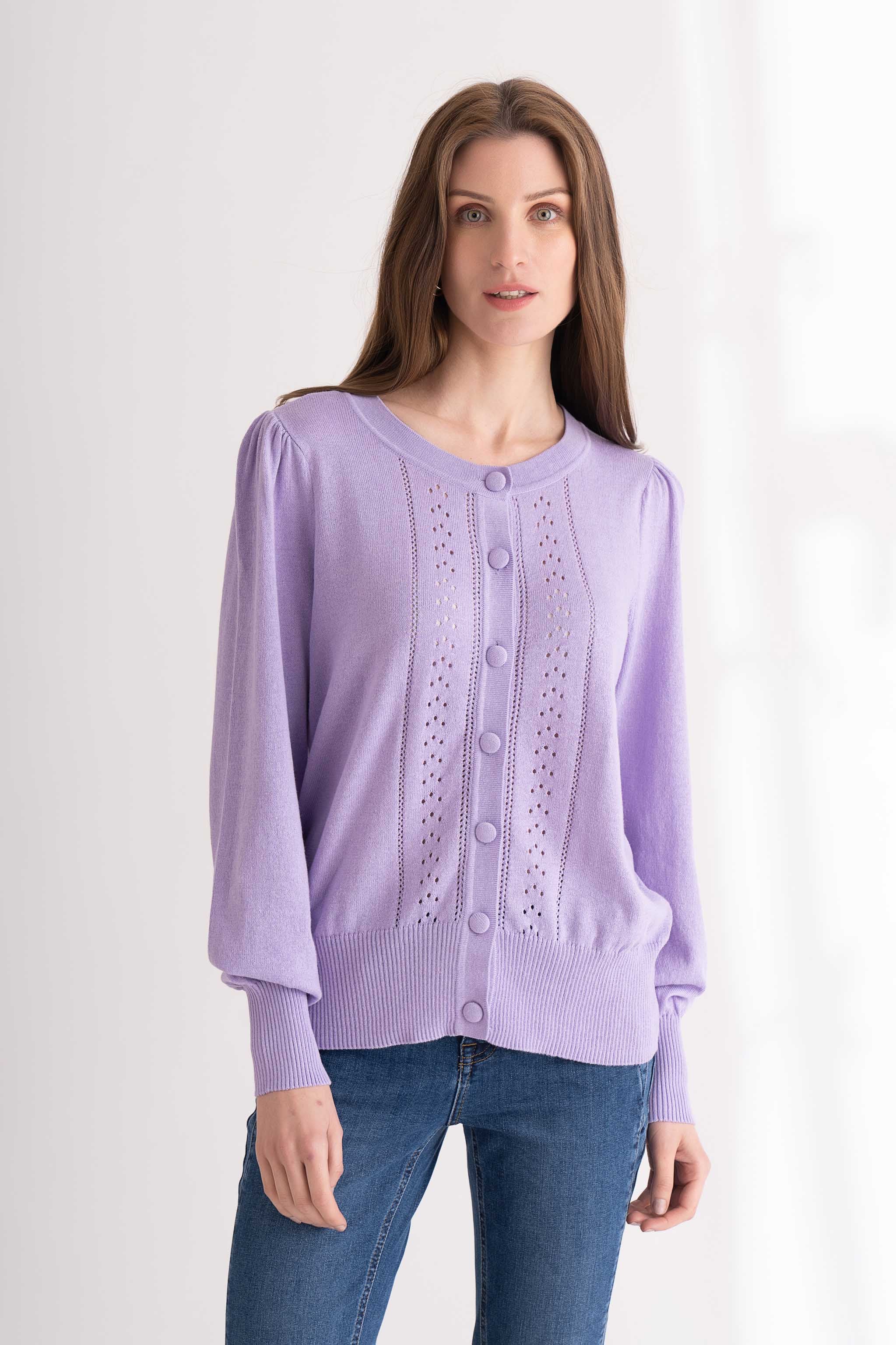 Purple Rose Buttoned Cardigan Light