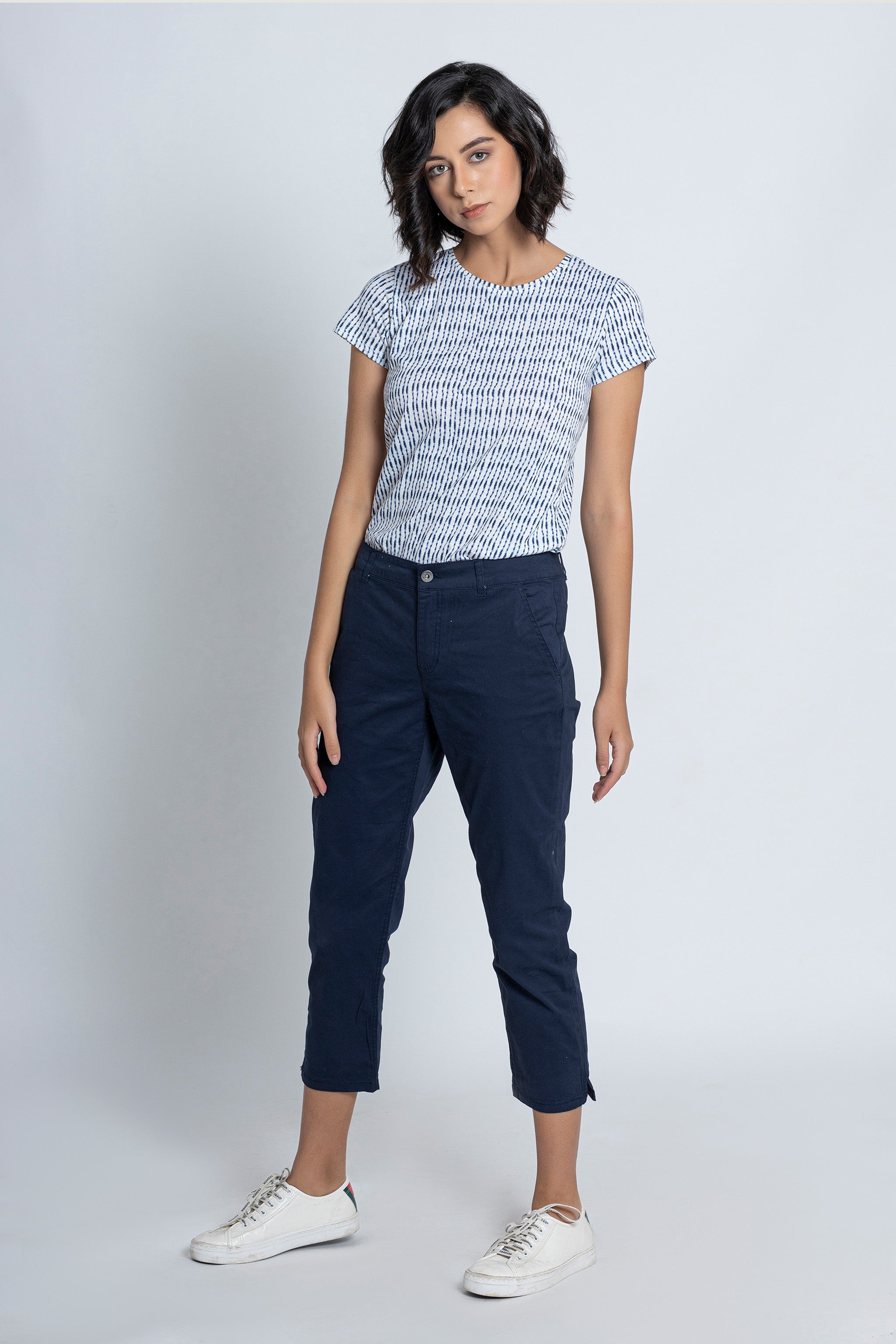 Blue Chino Capri