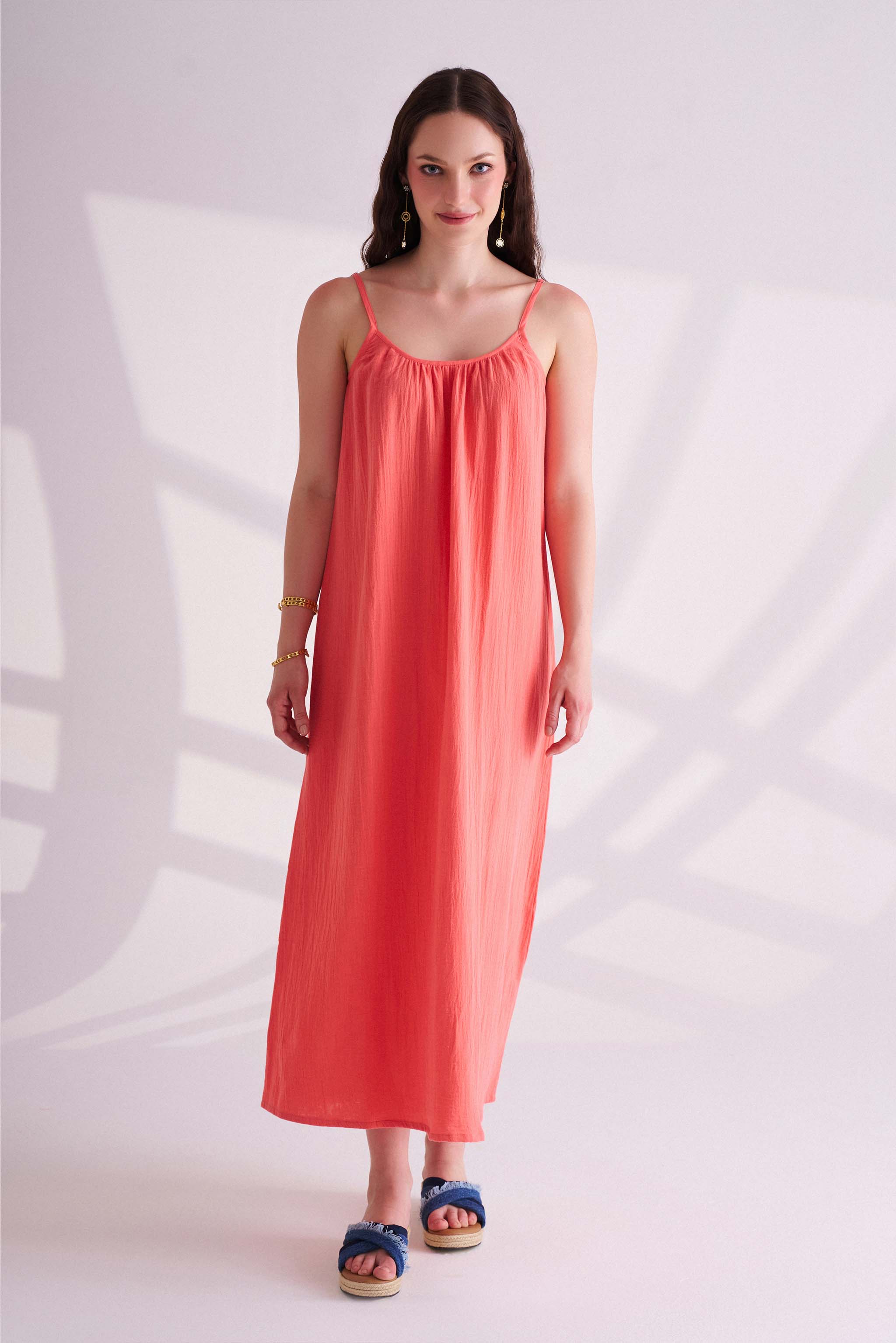 Orange Cotton Slip Dress