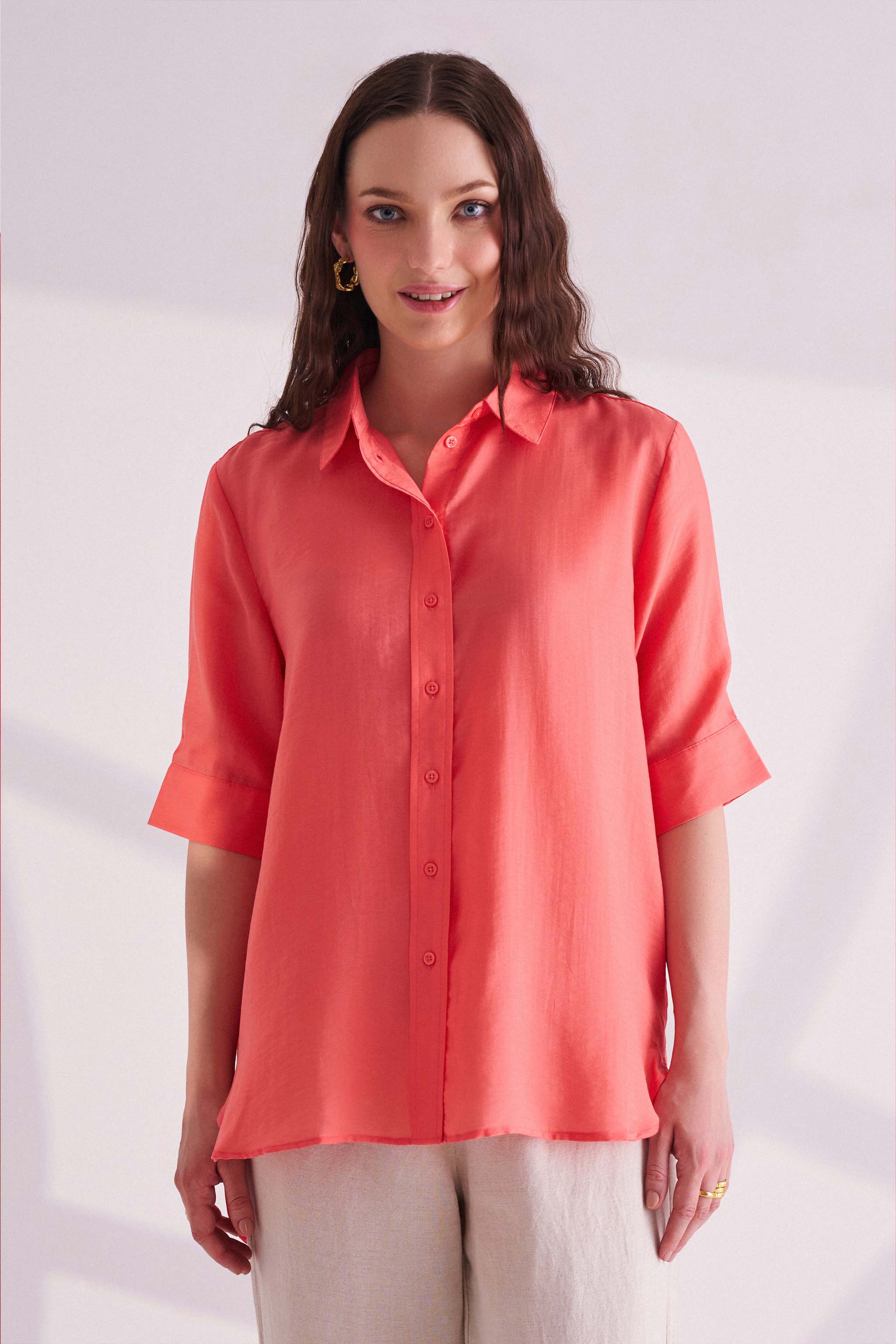 Orange Half Sleeves Shirt