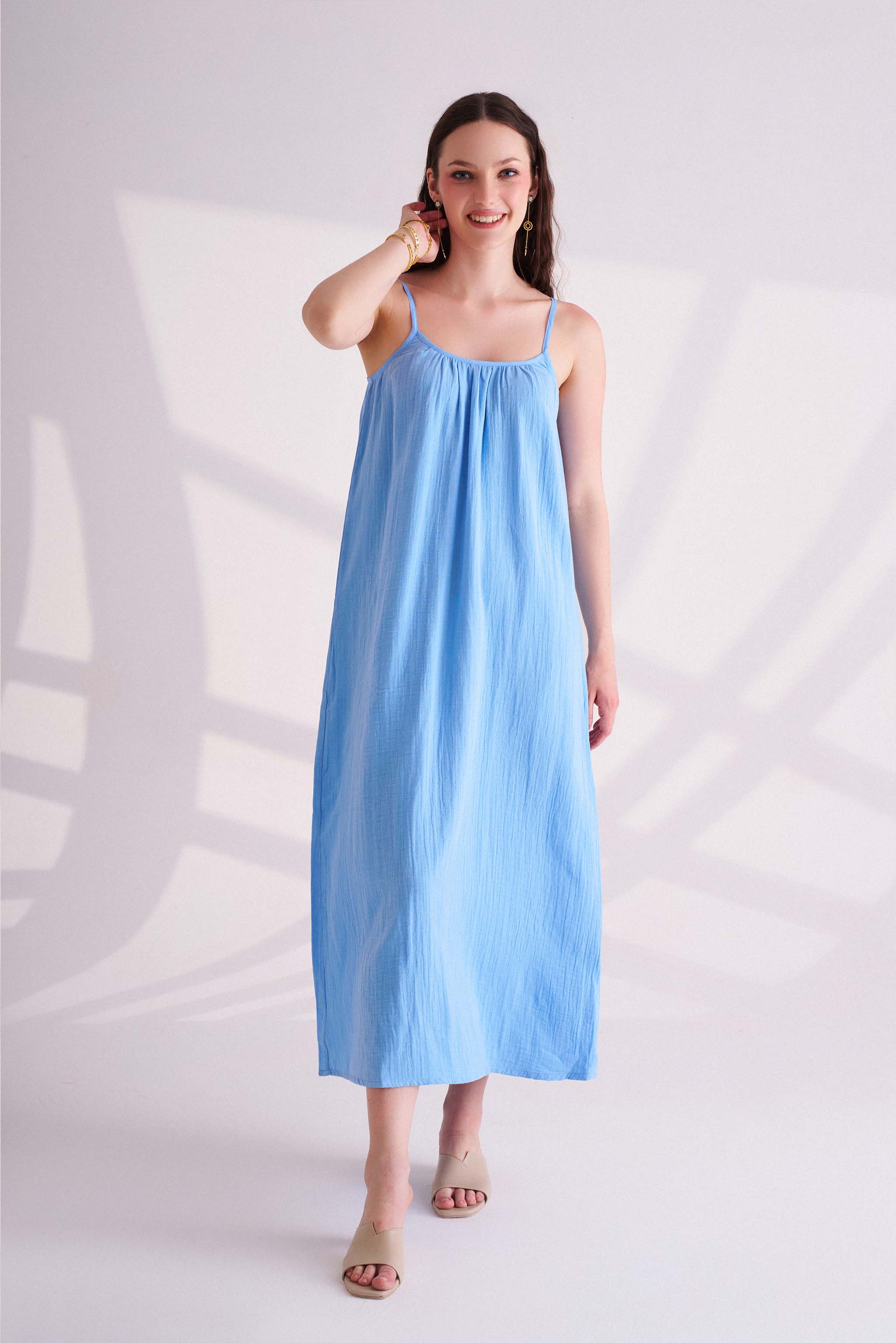 Blue Cotton Slip Dress