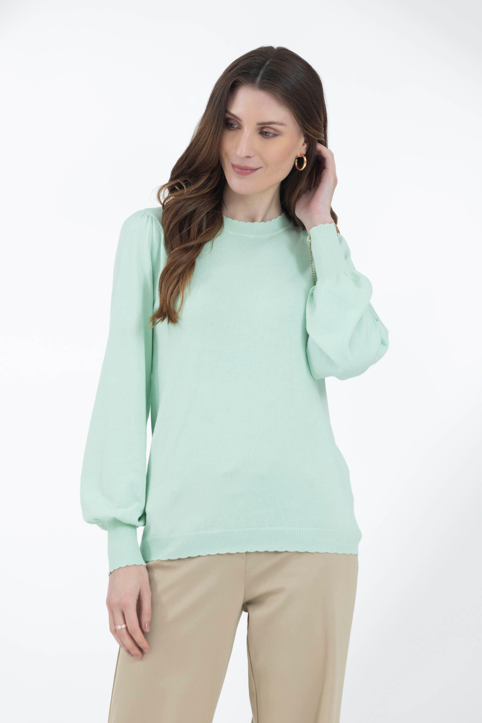 Mist Green Light Knit Pullover