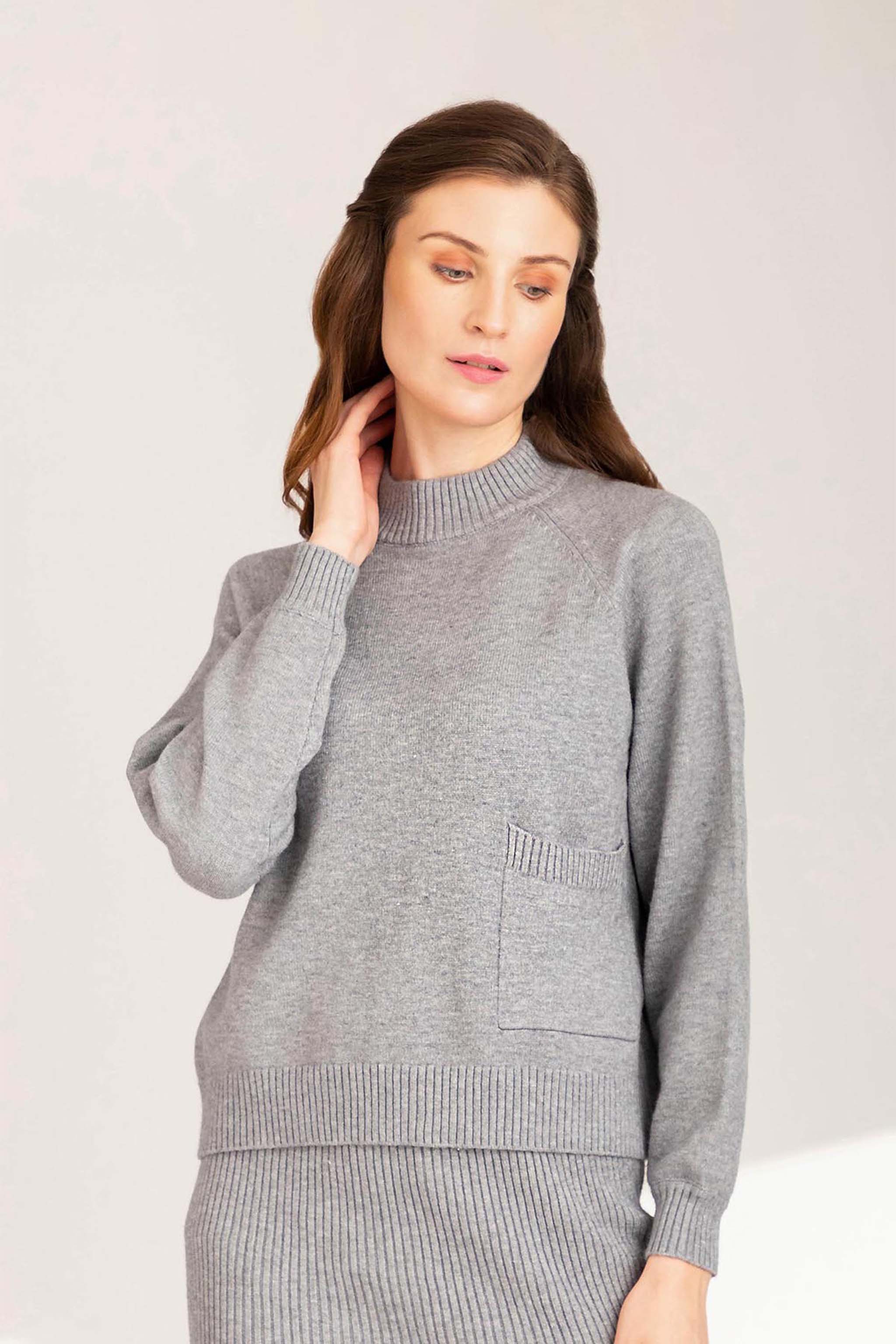 Light grey melange Pullover Light