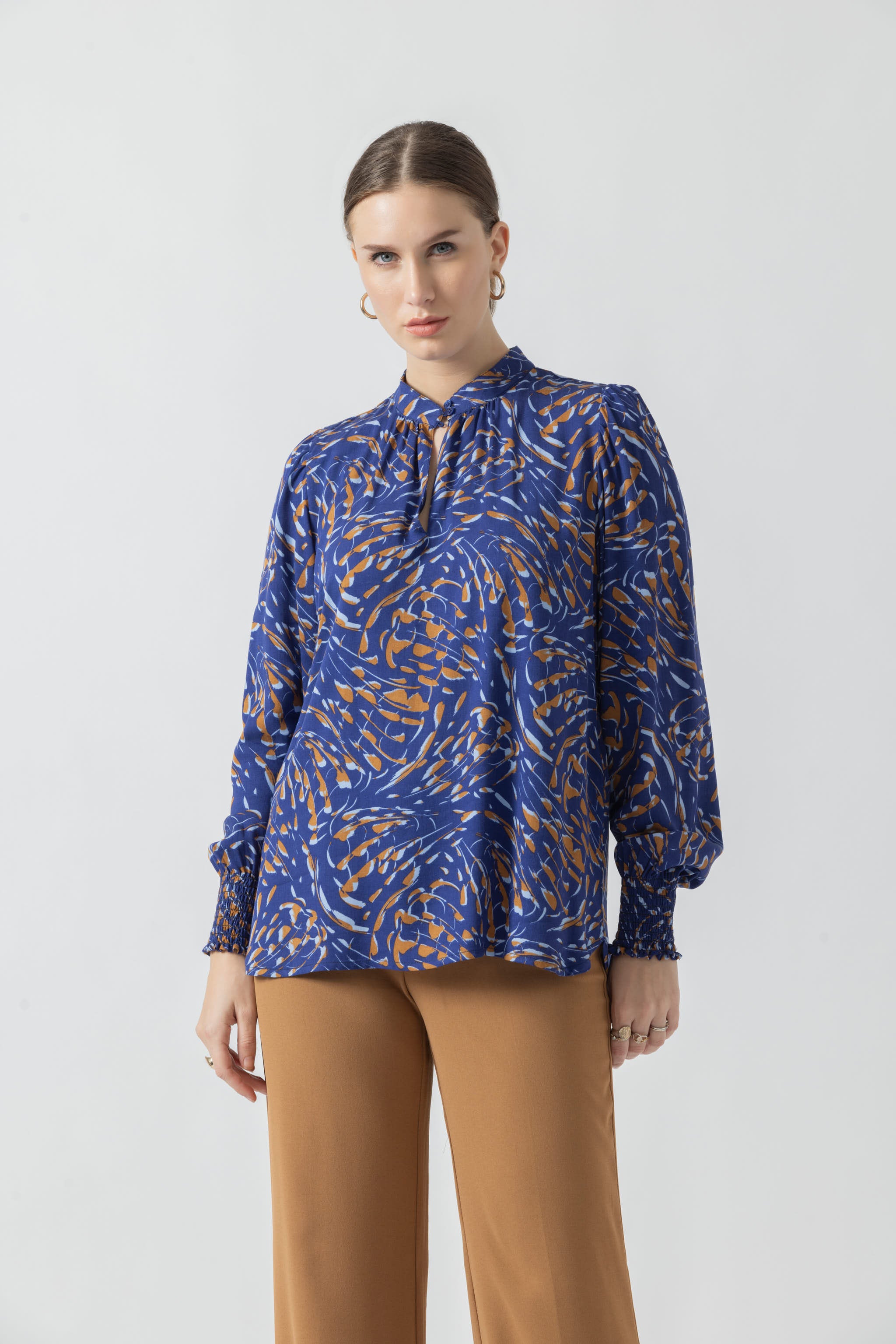 Beacon Blue Printed Blouse