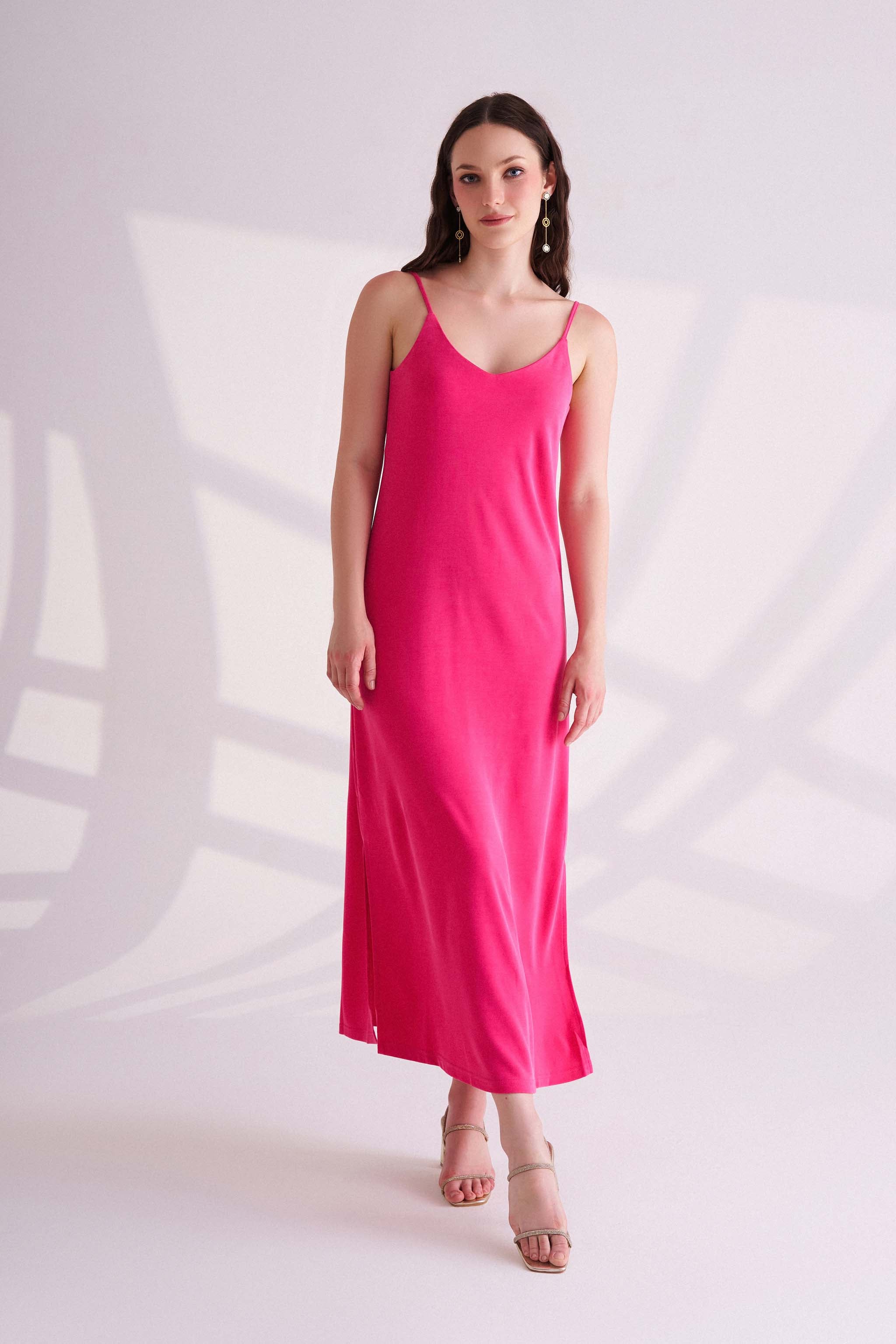 Dark Pink Slip Midi Dress