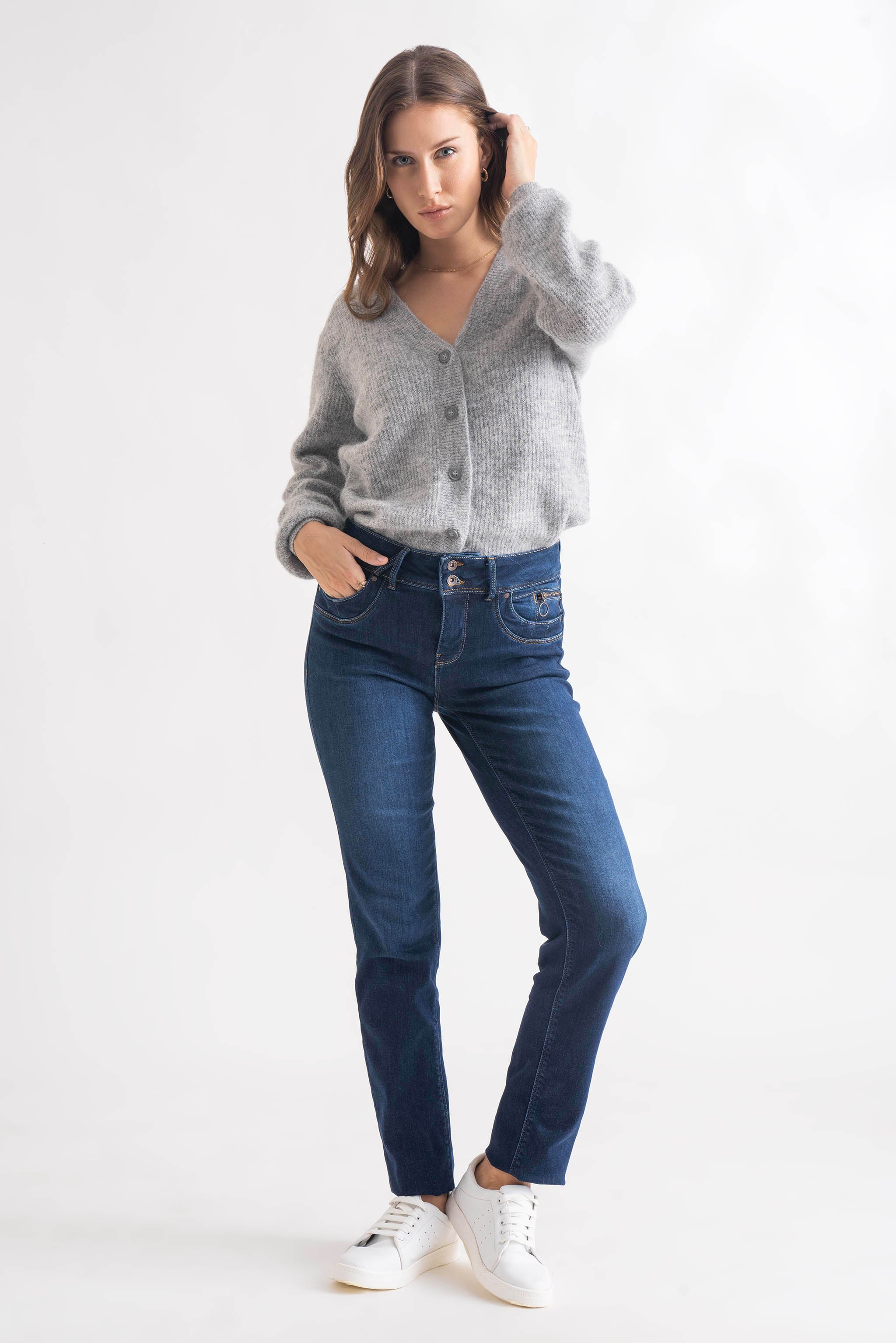 Dark Blue Hannah  Straight Legs Jeans