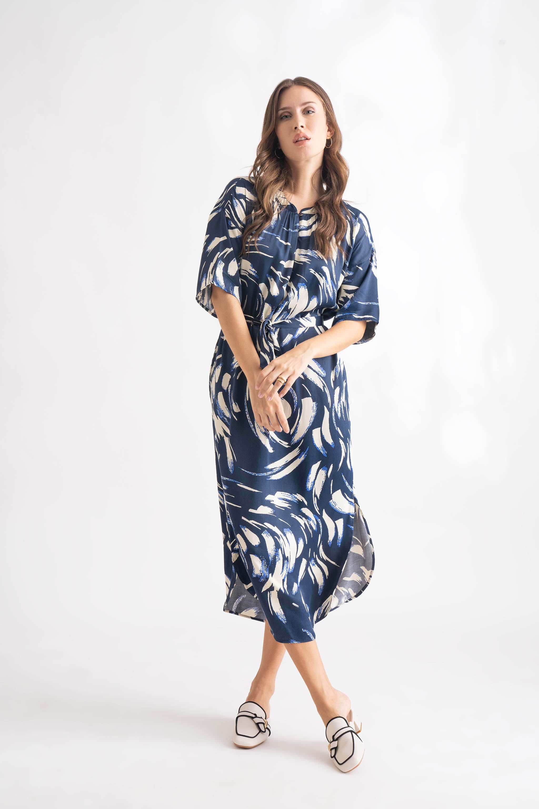 Navy Printed Dress