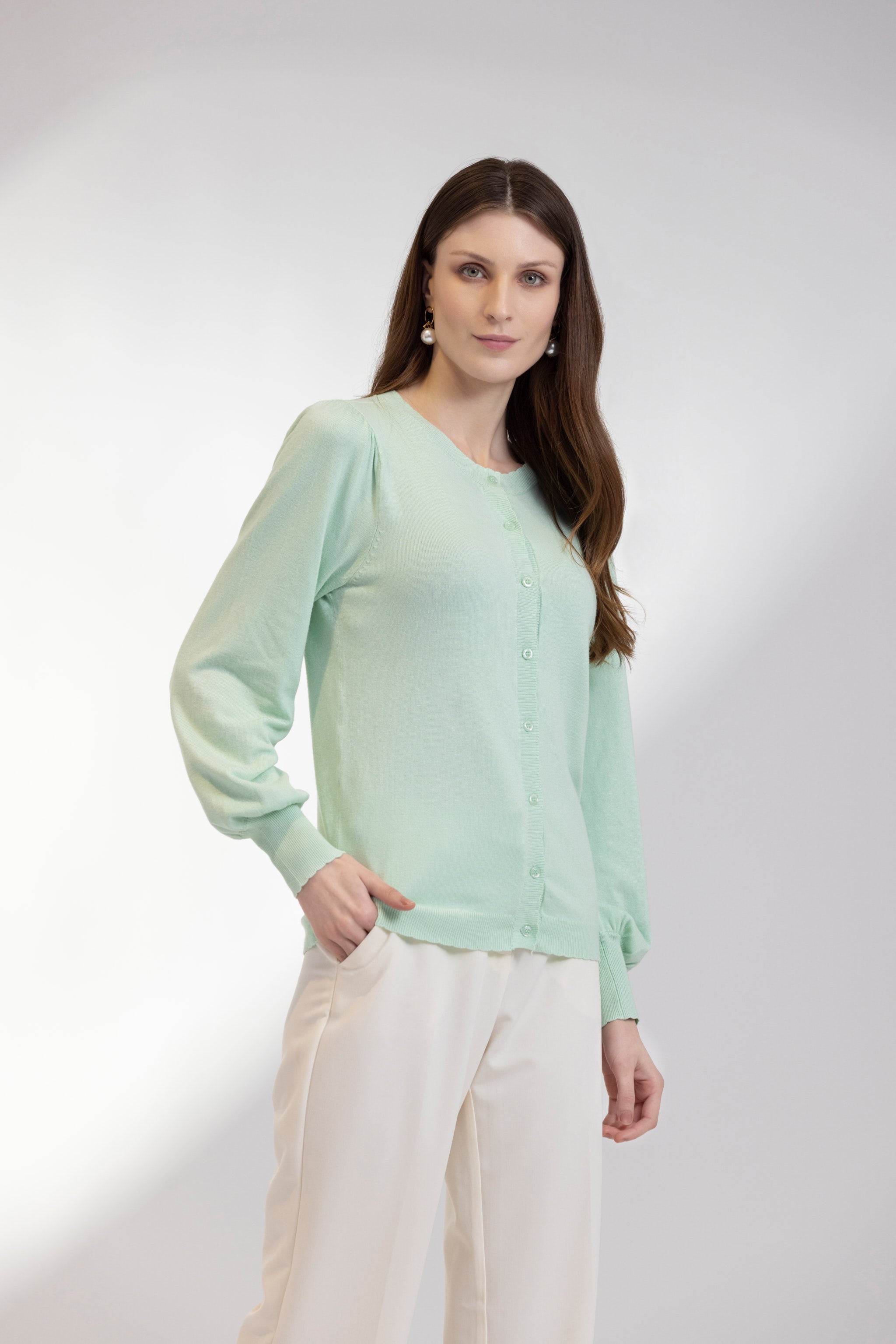 Mist Green Light Knit Cardigan