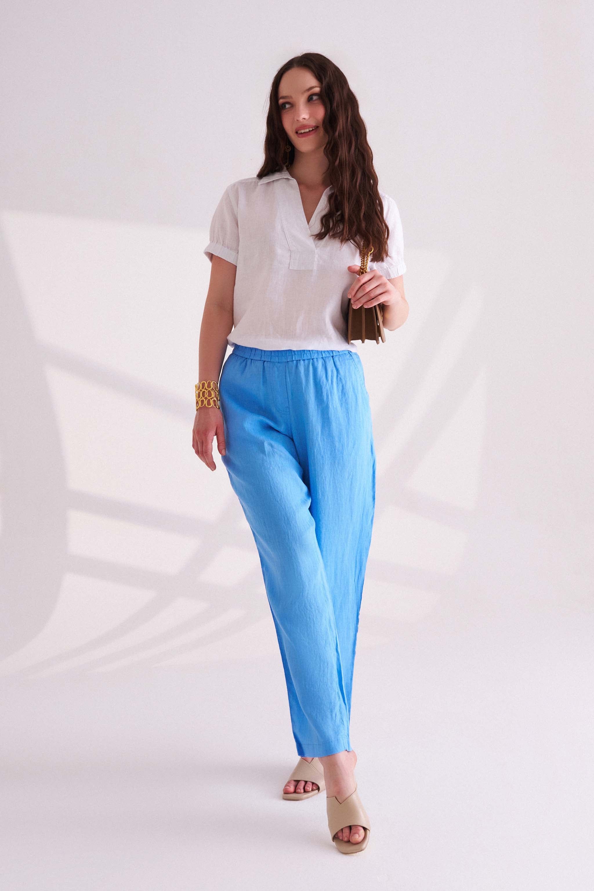 Blue Linen Pants