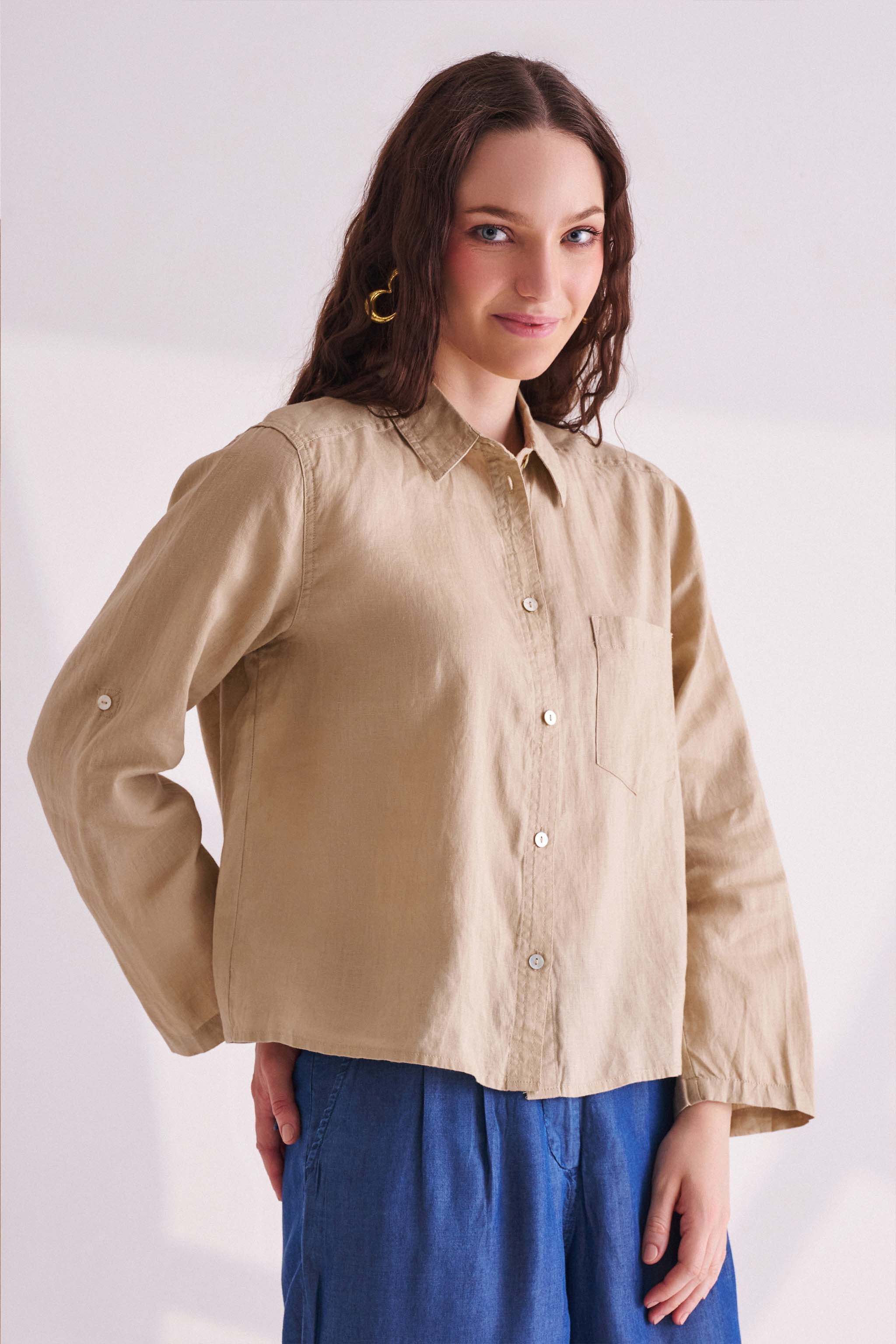 Beige Linen Shirt