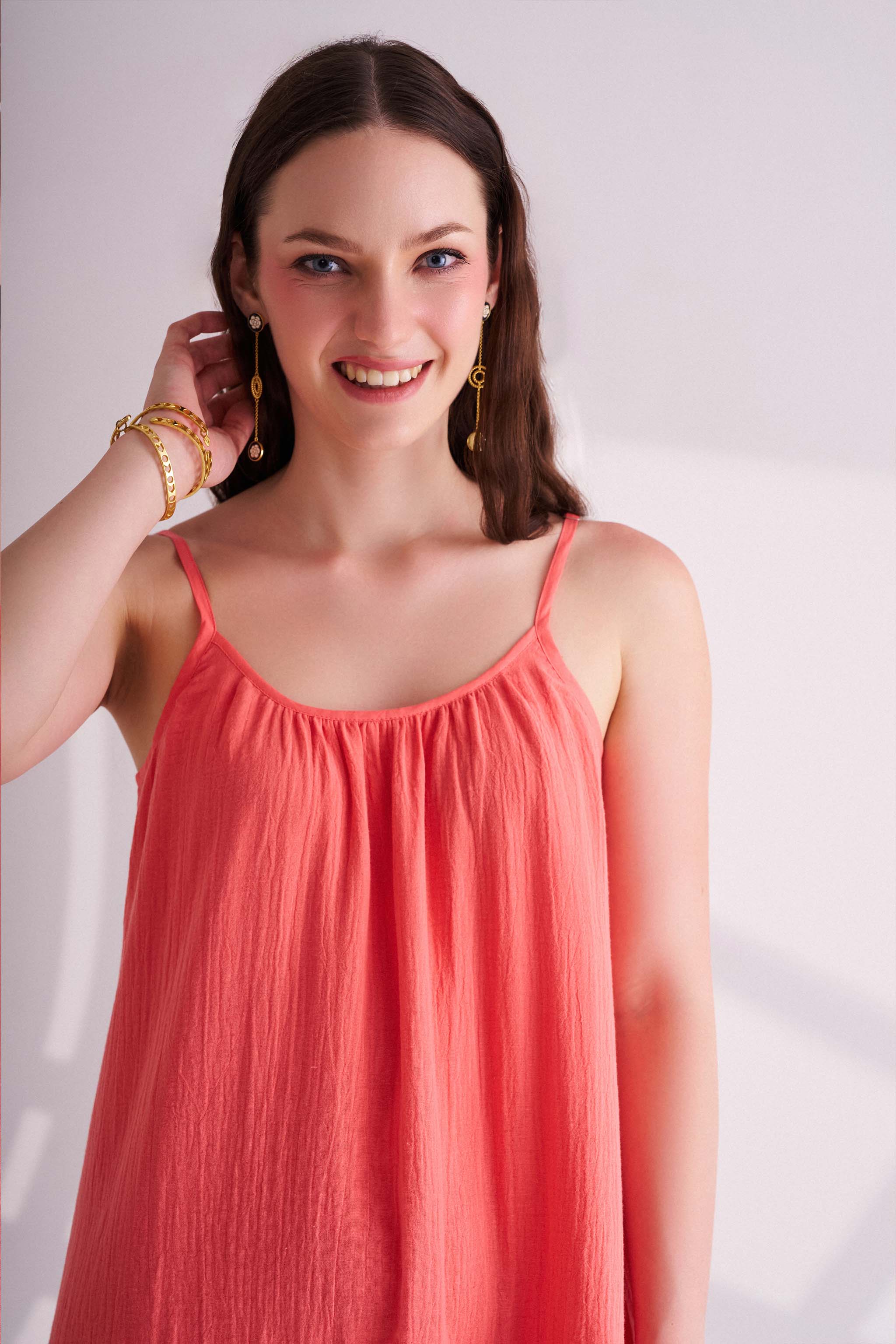 Orange Cotton Slip Dress