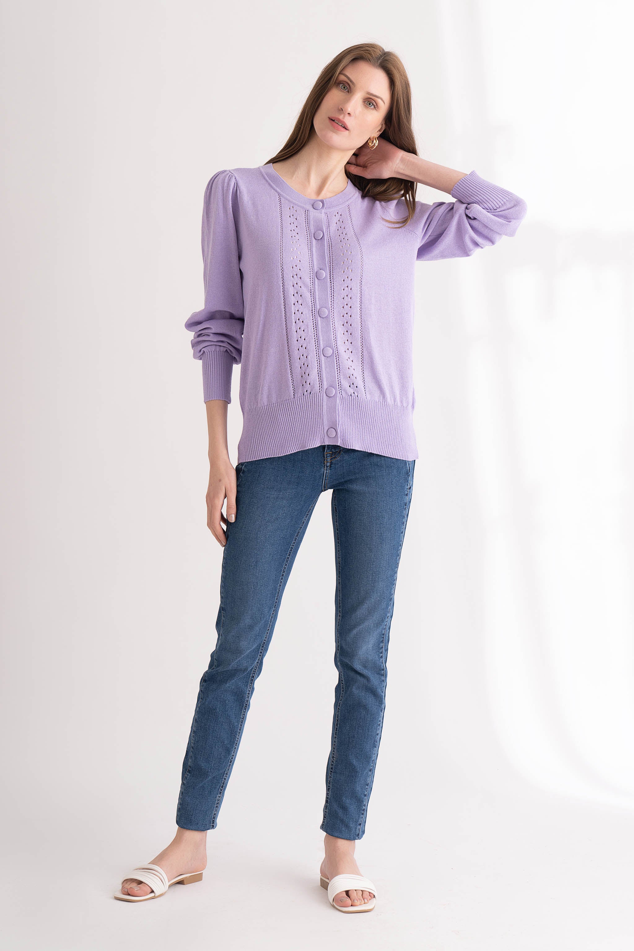 Purple Rose Buttoned Cardigan Light