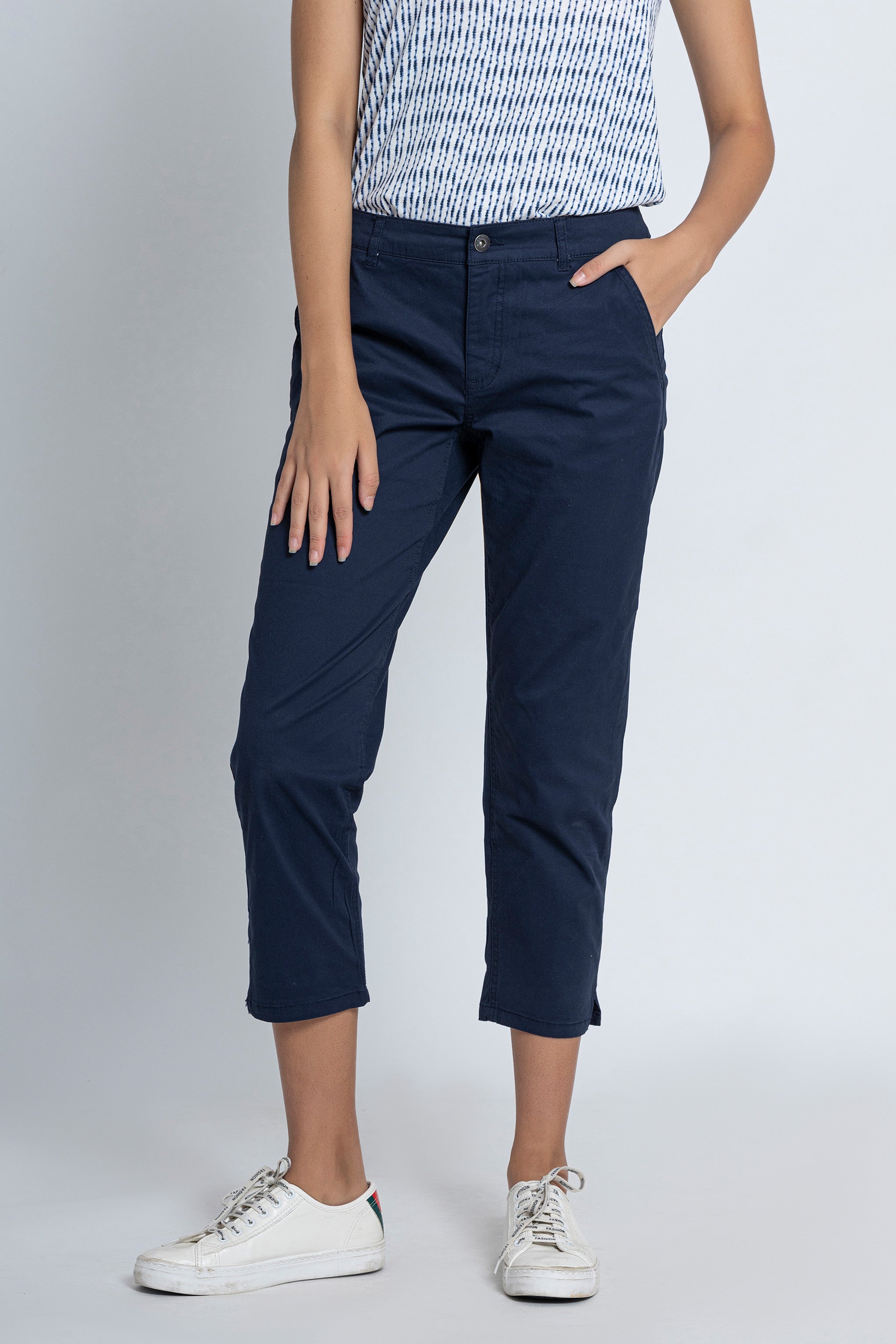Blue Chino Capri