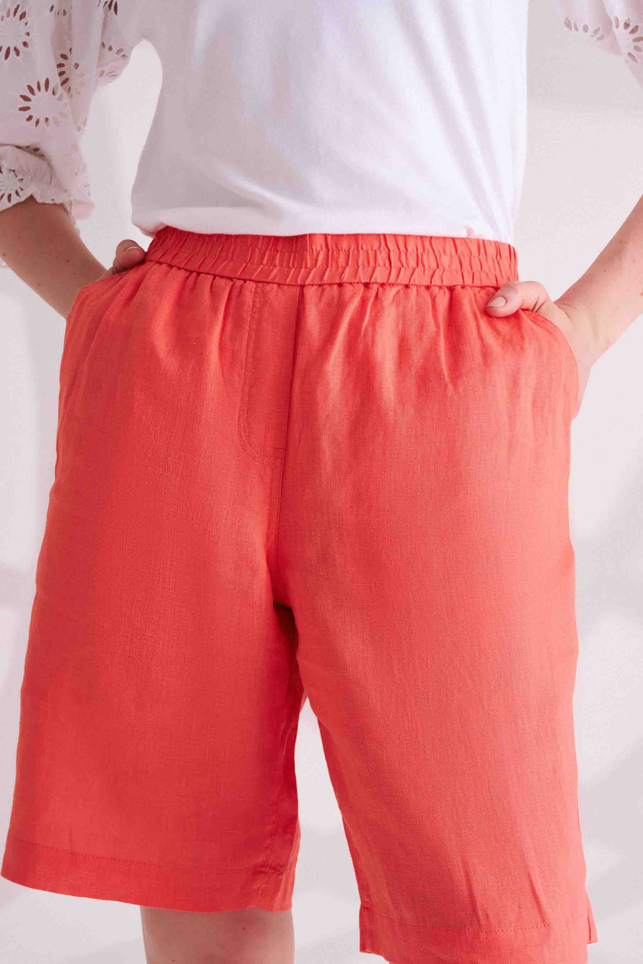 Orange Linen Shorts