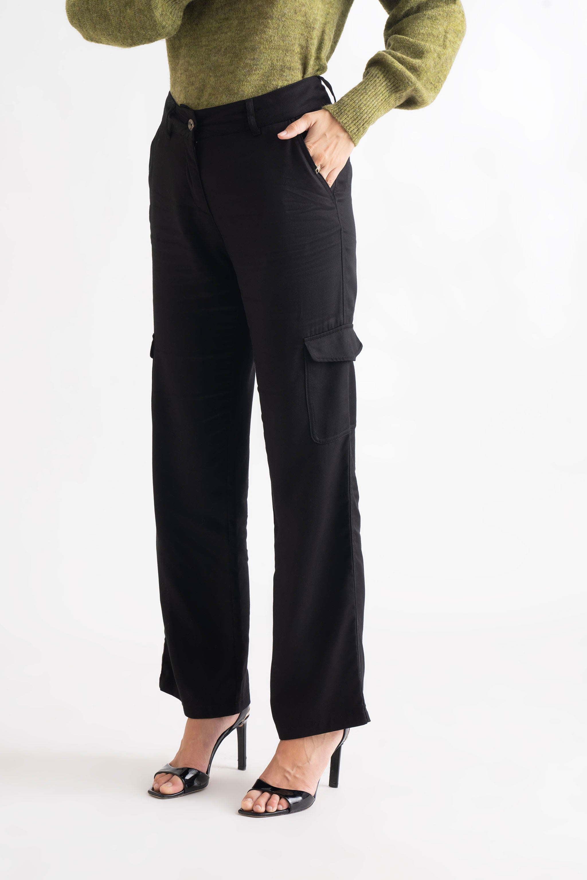 Black Casual Cargo Pants