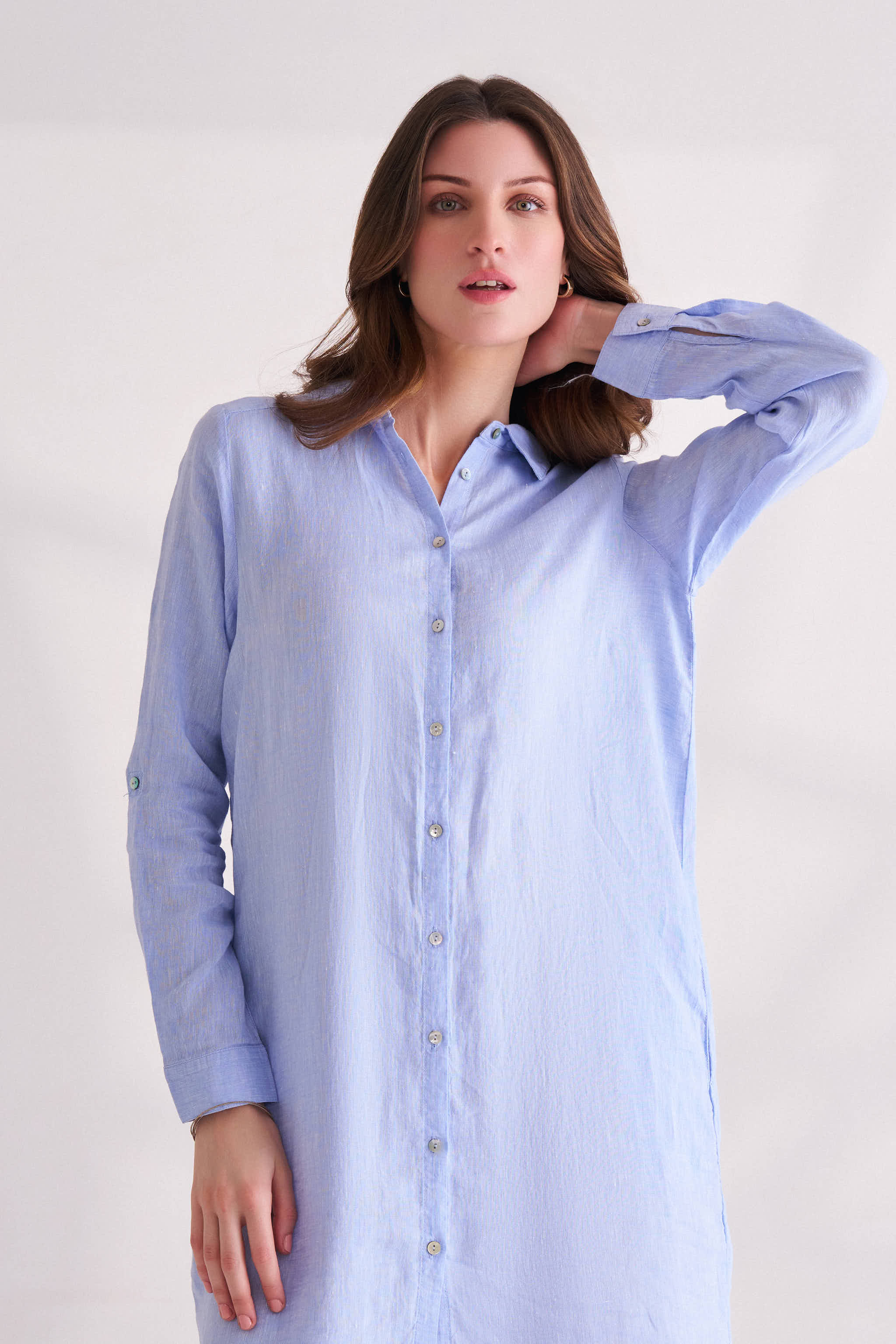 Chambray Blue Linen Dress