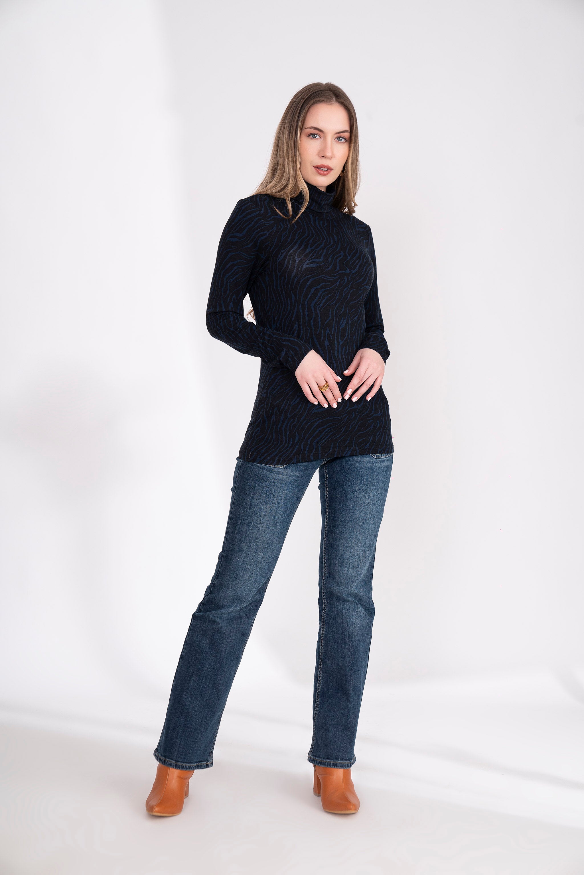 Navy Turtleneck T-shirt