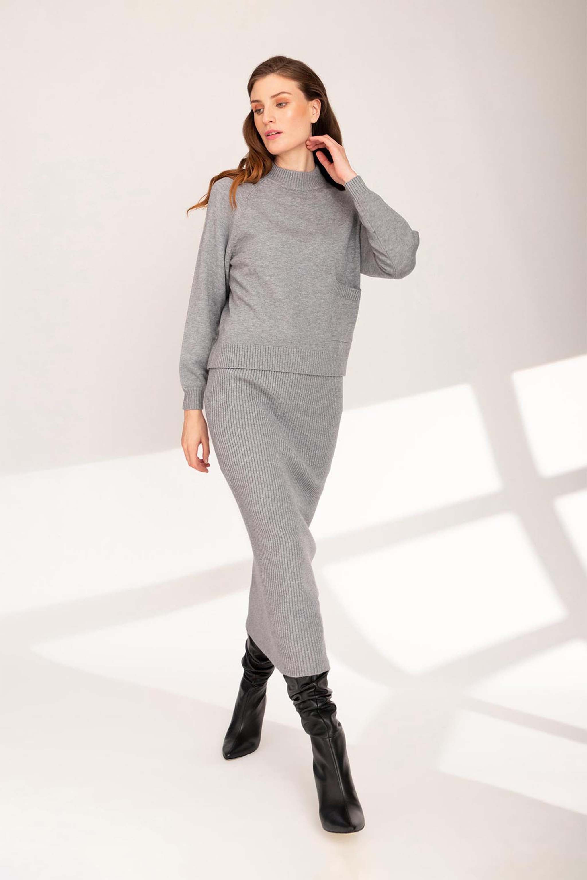 Light grey melange Pullover Light