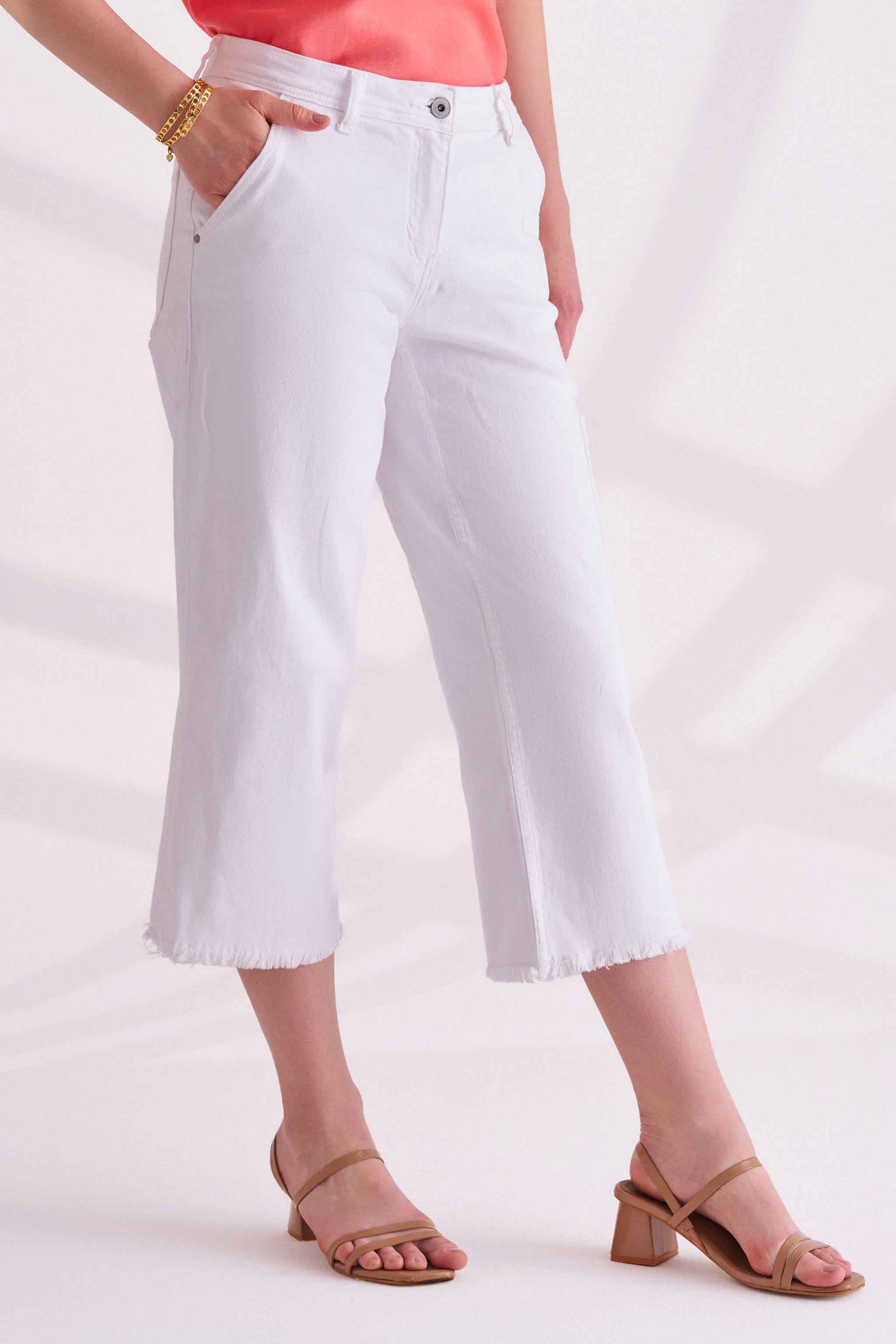 White Cotton Capri Pants