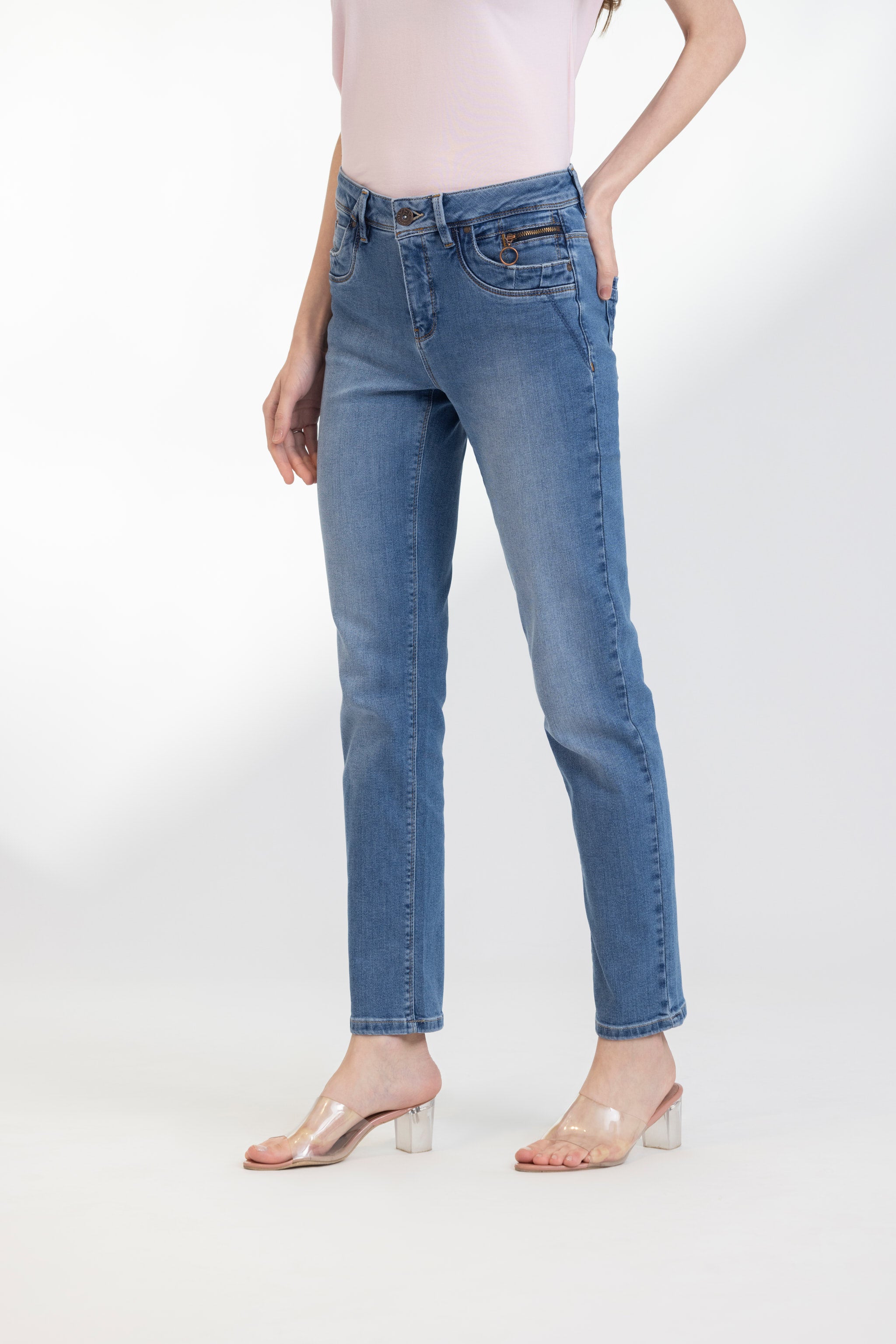 Light Blue Straight Leg Denim Jeans