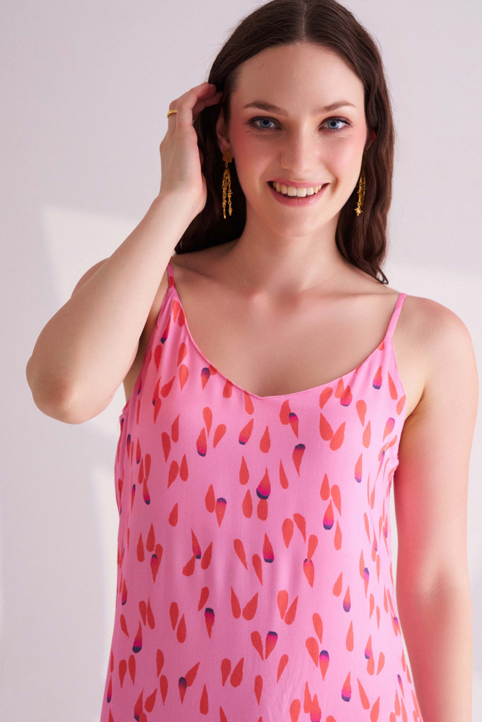 Light Pink Printed Slip Dress